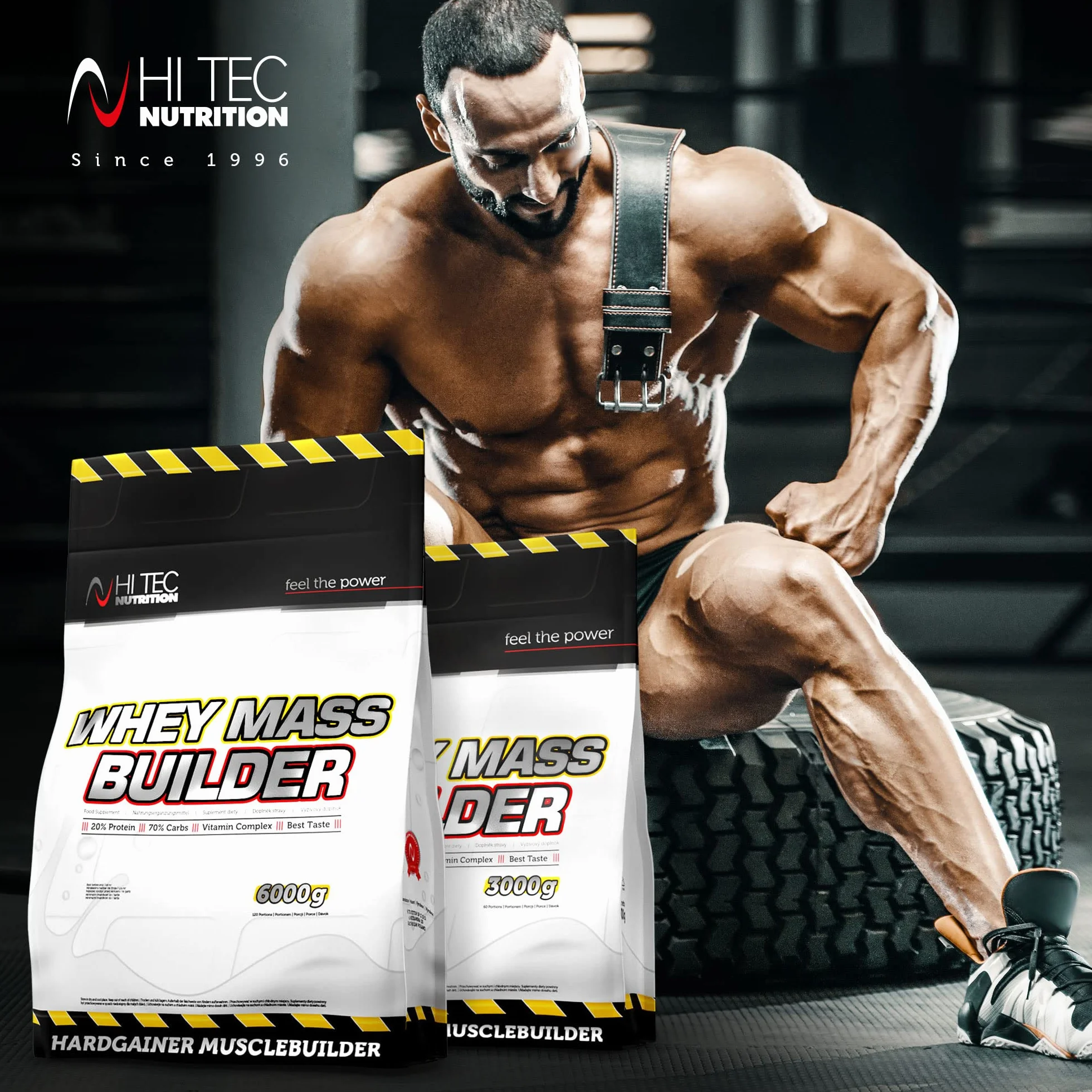 HI TEC NUTRITION Whey Mass Builder Białko Węglowodany 1500g Czekoladowy 30 Porcji