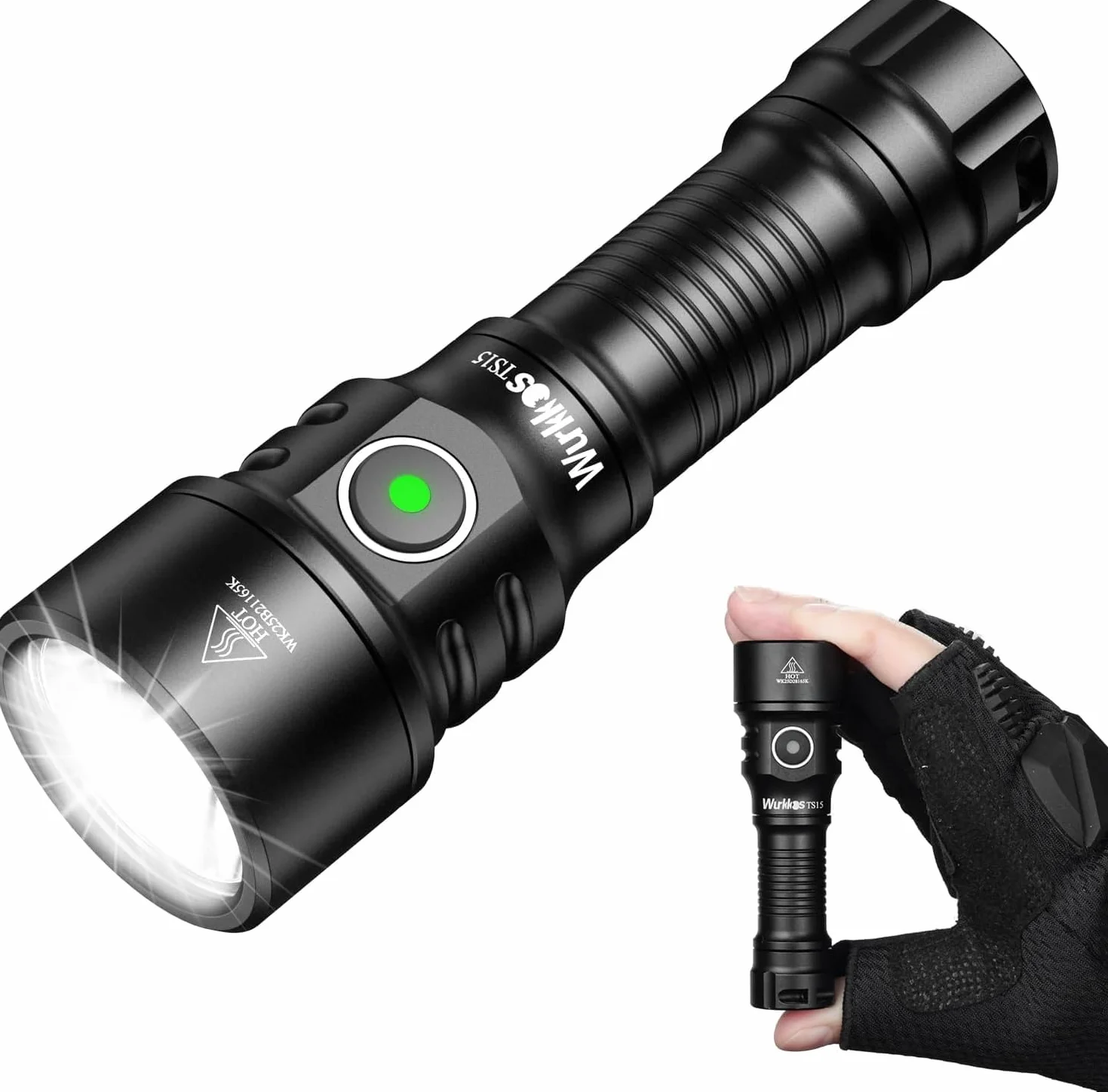 Wurkkos TS15 Mini latarka AA 900 lumenów, ładowalna latarka LED o zasięgu świecenia 228 m, kompatybilna z bateriami AA, kompaktowa i jasna latarka na kemping, wędrówki, sytuacje awaryjne