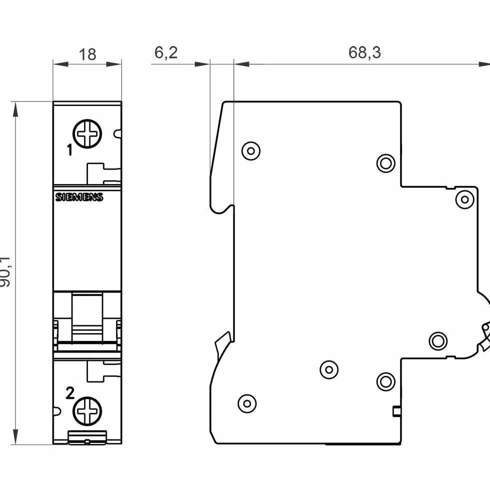 Siemens 5SL6140–7 miniaturowy wyłącznik nadprądowy 6 KA 1 biegunowy c-40 a