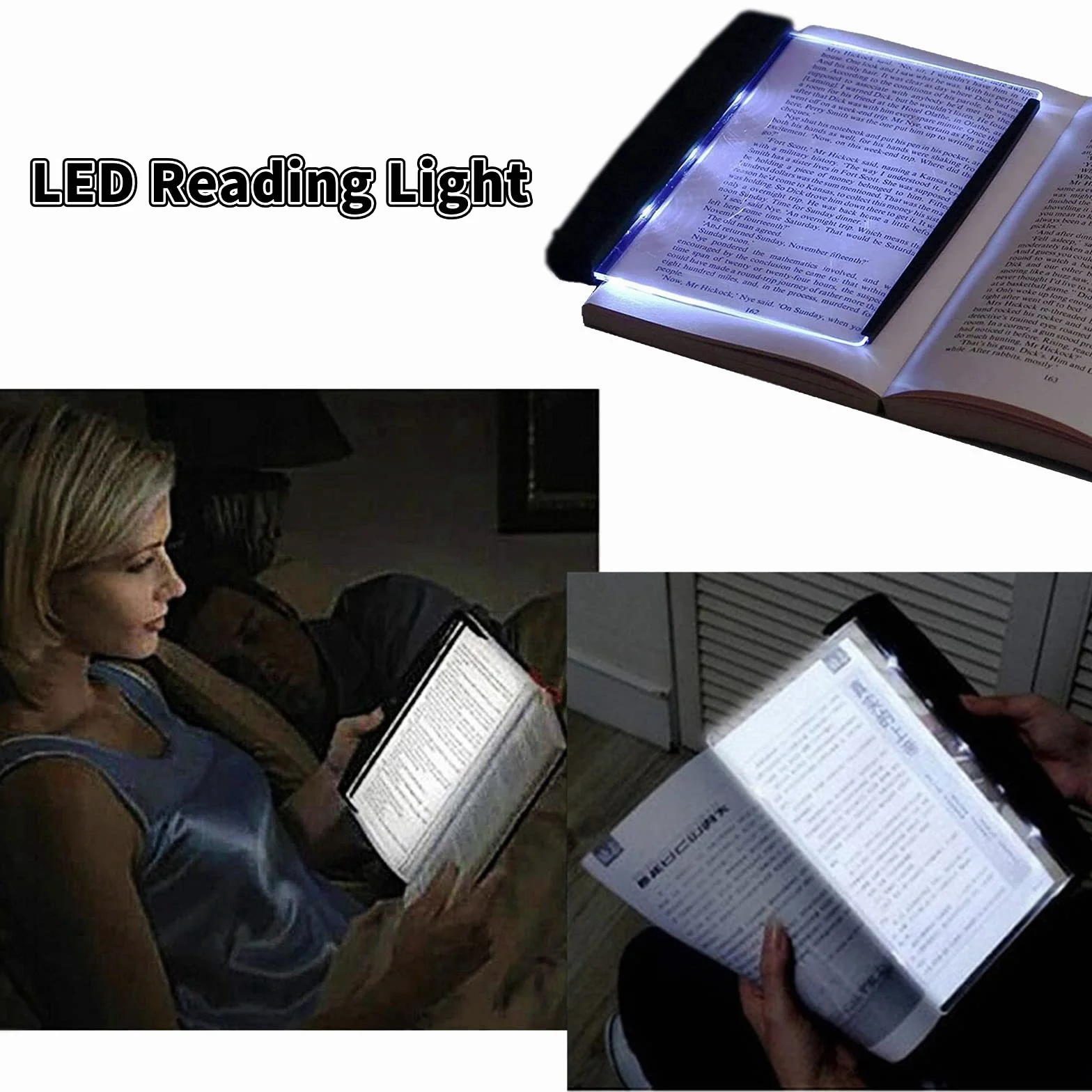 ASHATA Lightwedge lampka do czytania w łóżku, z regulacją jasności, mniejszy rozmiar, lekko przewracające się strony