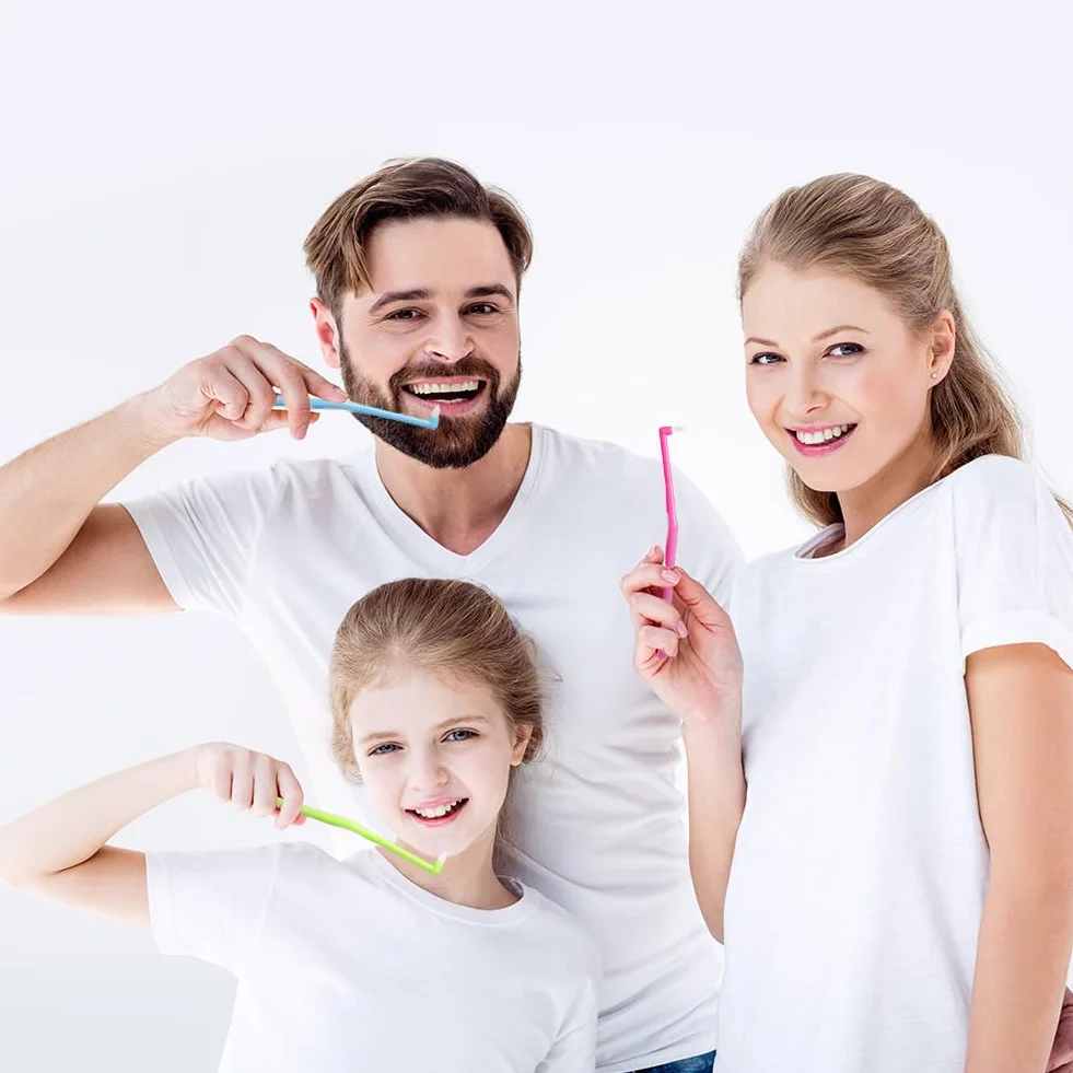 OFFCUP Tuft szczoteczka do zębów, 5 sztuk, miękka, mała, kompaktowa, międzyzębowa szczoteczka do zębów, dokładna ortopedyczna szczoteczka do zębów do aparatów ortodontycznych i mostków, czyszczenie