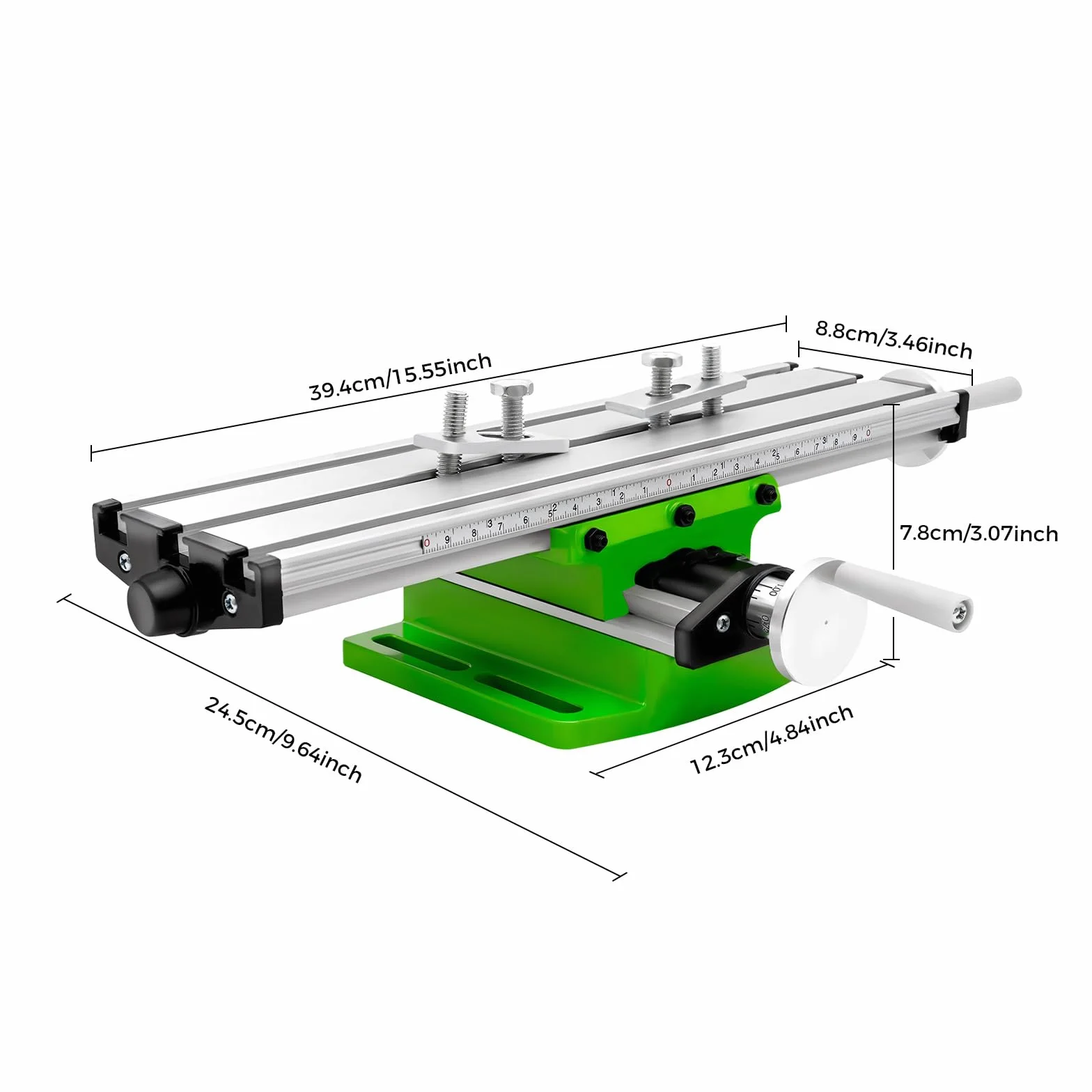 Precyzyjny stół krzyżowy do mini wiertarki, stół frezarski ze stopu aluminium, stół z regulacją XY ze skalą, przesuw 200 x 50 mm, powierzchnia stołu 310 x 90 mm, do warsztatu, modelarstwa i stojaka