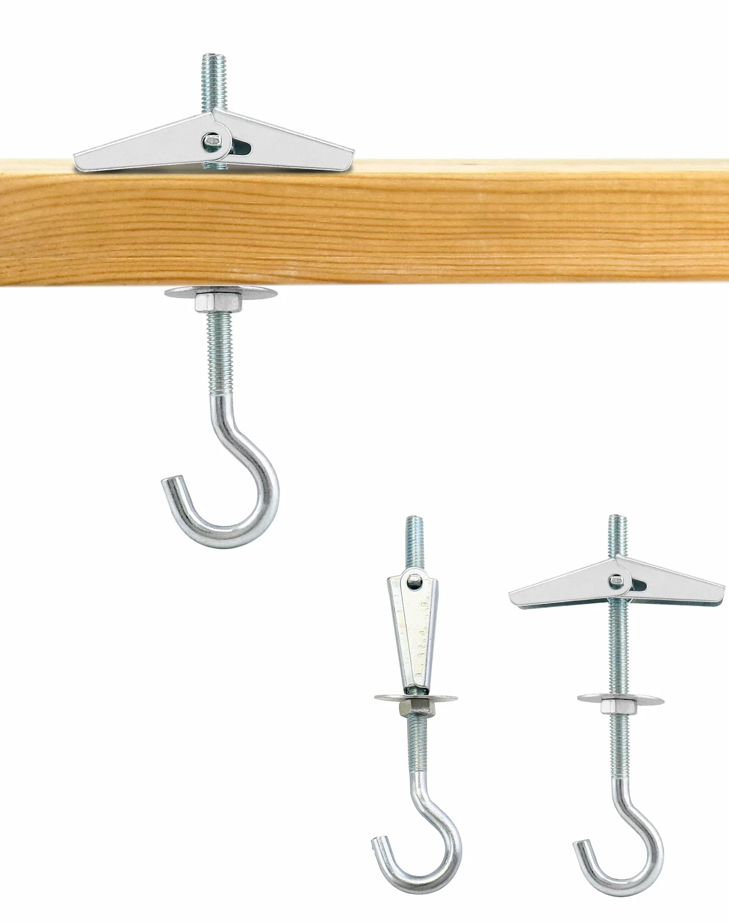 QWORK 12 szt Śruby sprężynowe M5 x 90mm, kotwy hakowe ze stali węglowej, do wiszących roślin, śruby rozporowe do sufitów z płyt gipsowo-kartonowych