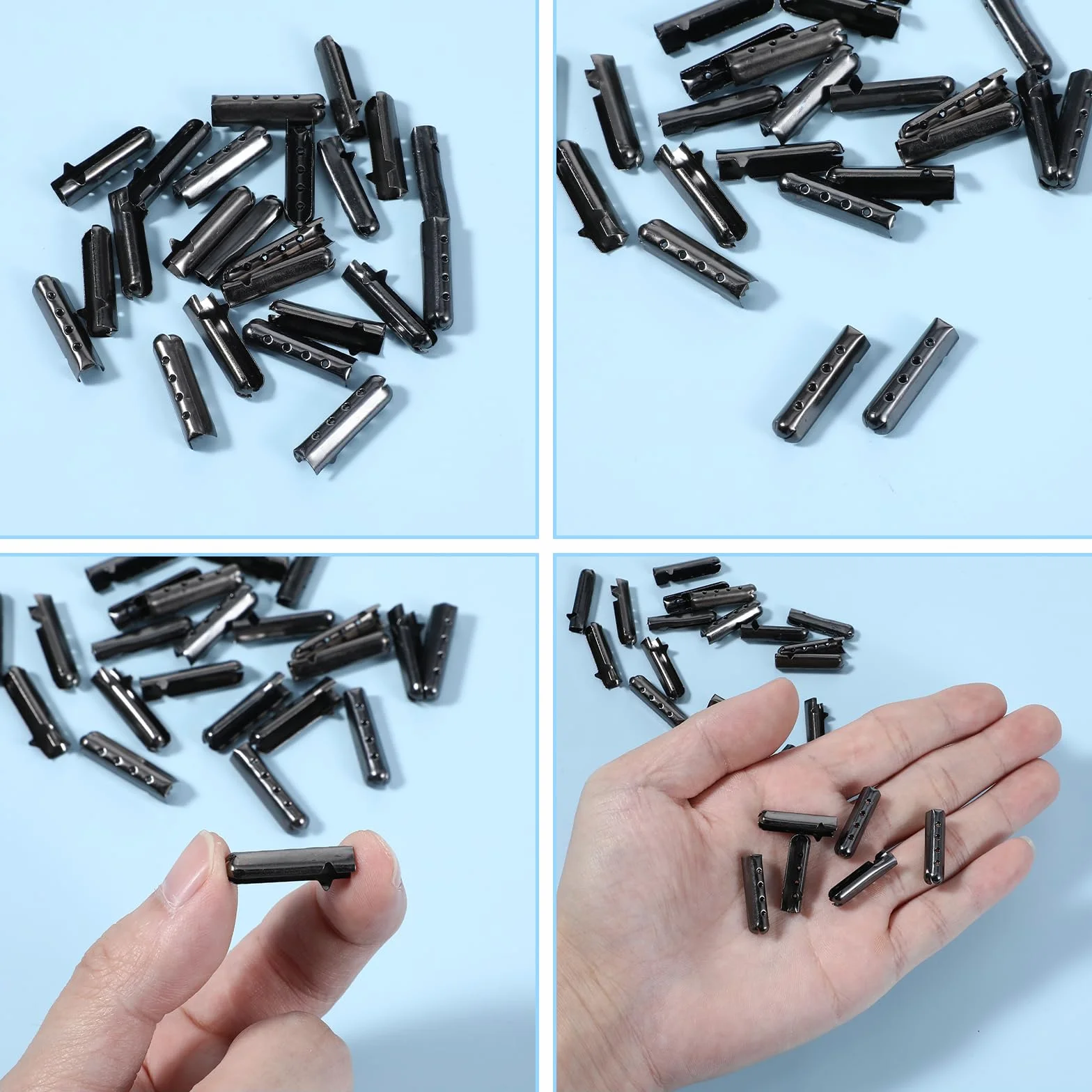 Metalowe sznurowadła DIY 24 sztuki, czarne, Einheitsgröße