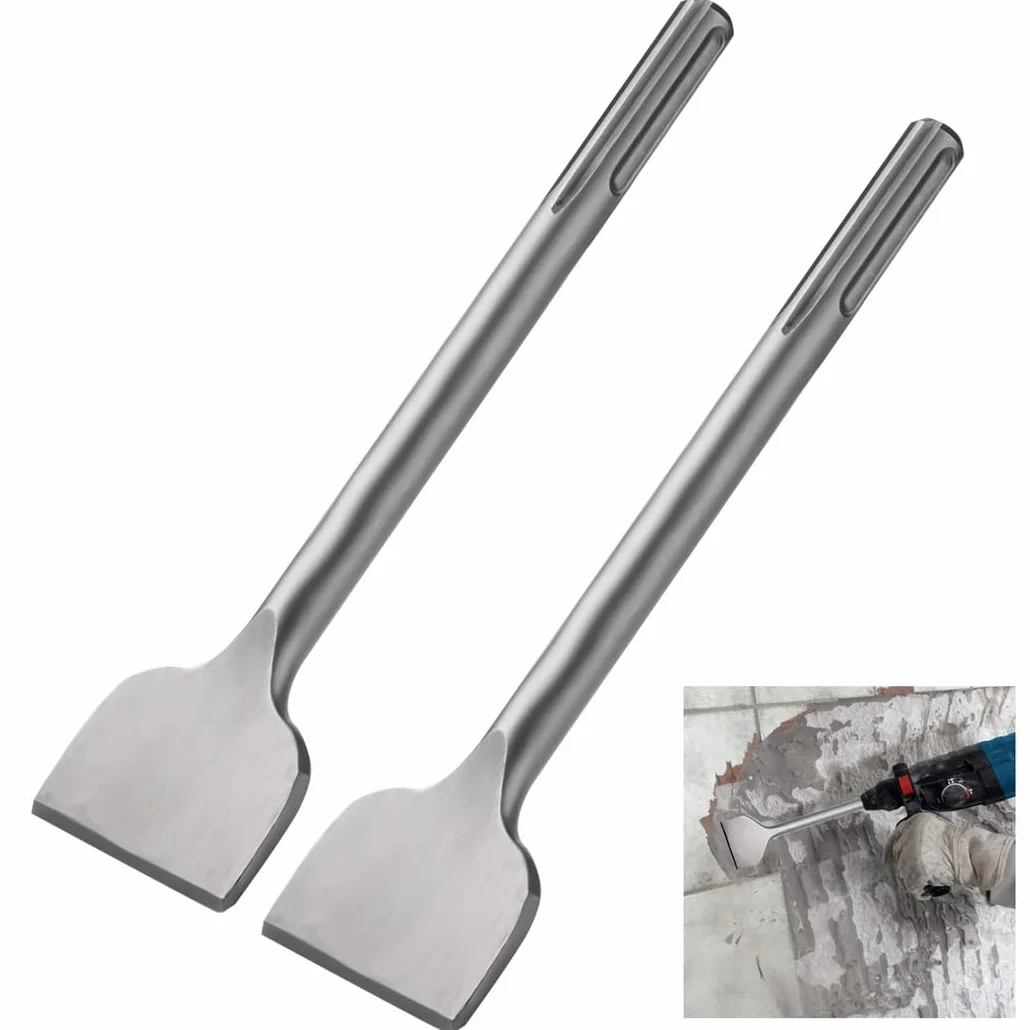 Dłuto do płytek SDS-Max, dłuto łopatkowe o szerokości 28 x 7,5 cm z trzpieniem SDS-Max, płaskie dłuto ze stali chromowanej 40CR do wiertarek udarowych, ceramicznych, cementu, betonu, cegły, kamienia