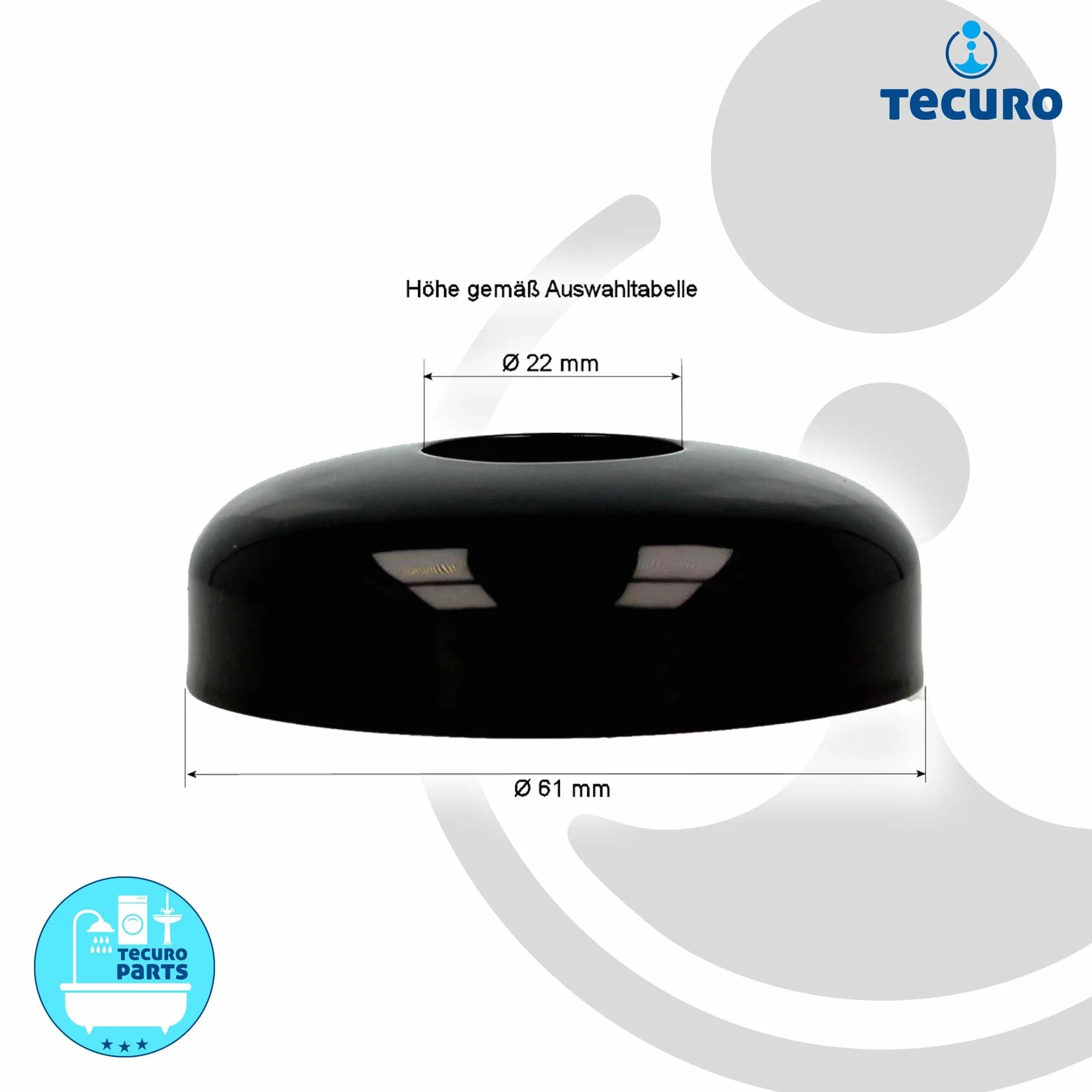 tecuro Designerska rozeta do kranu (1/2) Ø 22 mm x Ø 61 mm x 30 mm - czarna