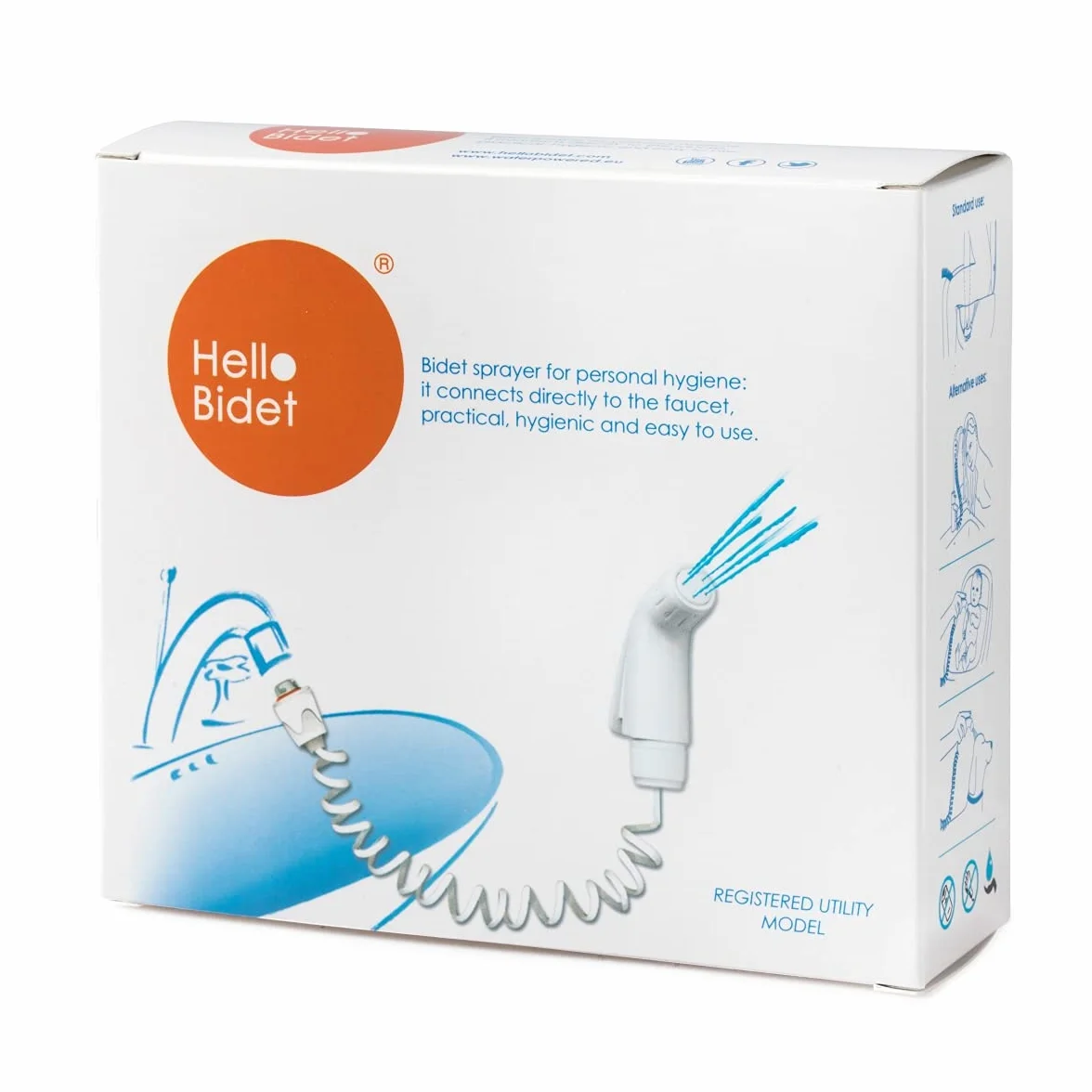 Bidet prysznicowy HELLO BIDET, przenośny bidet do higieny intymnej, podłączany do kranu, odpowiedni dla całej rodziny, idealny dla seniorów i osób z problemami ruchowymi, produkt włoski