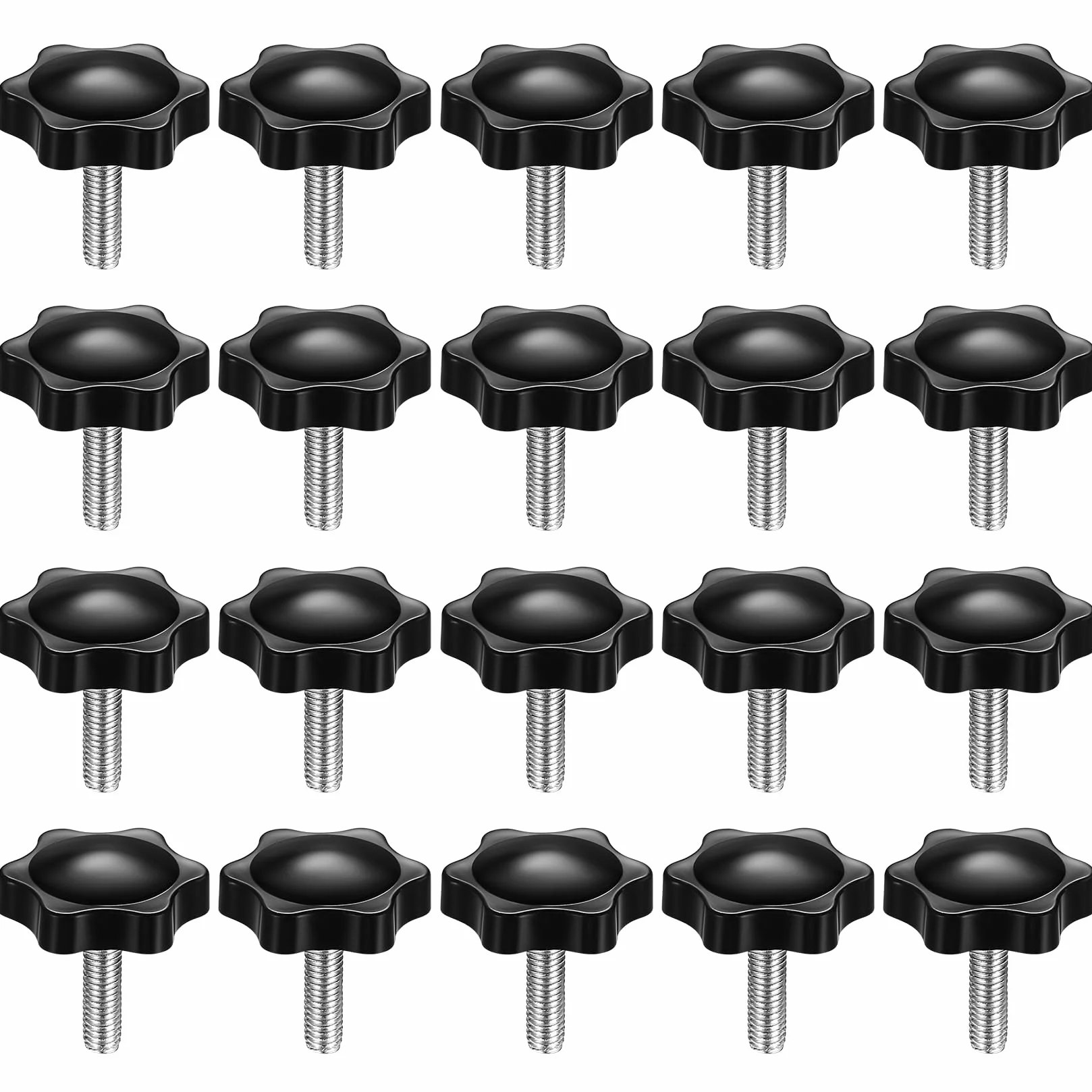 20 sztuk śruby z uchwytem gwiazdowym M6x20mm, śruby z łbem gwiazdowym, śruby dociskowe, śruby w kształcie gwiazdy, nakrętki z uchwytem gwiazdowym M6 do maszyn narzędziowych