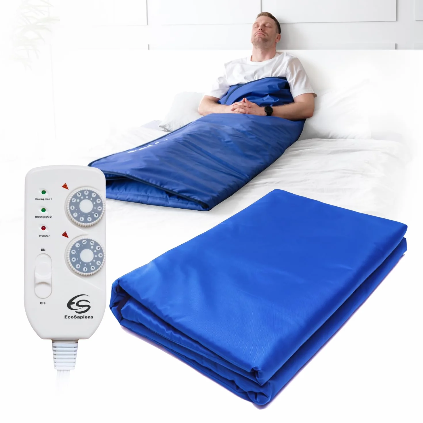 Infrasauna koc do sauny na podczerwień 180 x 220 cm, 2-strefowy pilot zdalnego sterowania, przenośny SPA w domu, terapia na podczerwień, detoksykacja ciała, fitness, ochrona przed starzeniem się, maszyna do makijażu, osobista torba do sauny