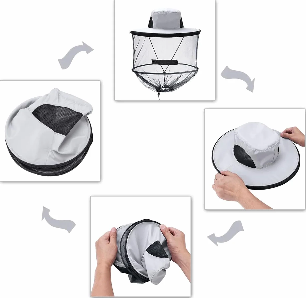 Czapka przeciw komarom, czapka z moskitierą, osłona przed owadami, ochrona twarzy, siatka na głowę przeciw owadom, dla pszczelarza, kemping, wędkarstwo, ogrodnictwo