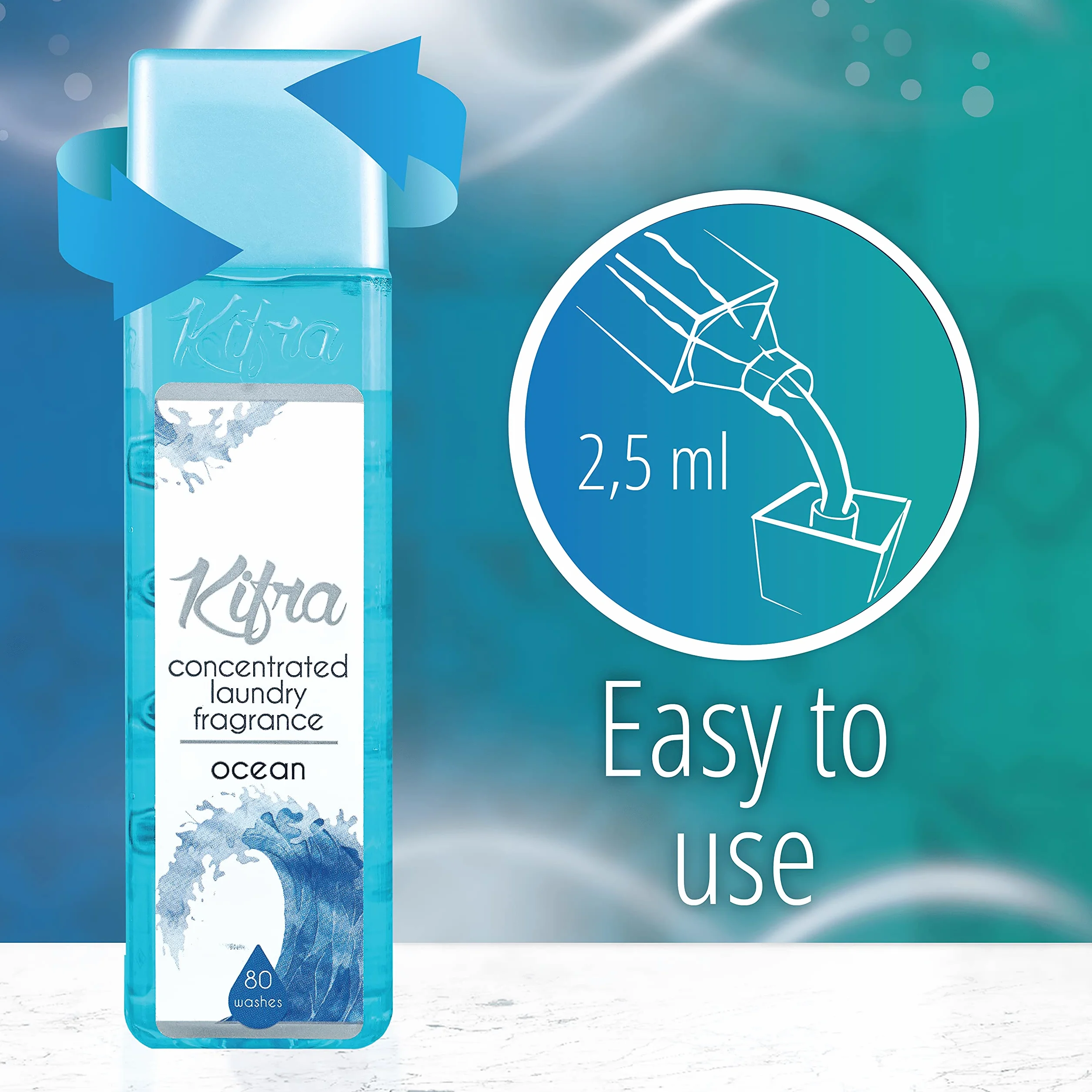 KIFRA Ocean skoncentrowane perfumy do prania, krople, 200 ml, 80 cykli prania, długotrwały zapach prania