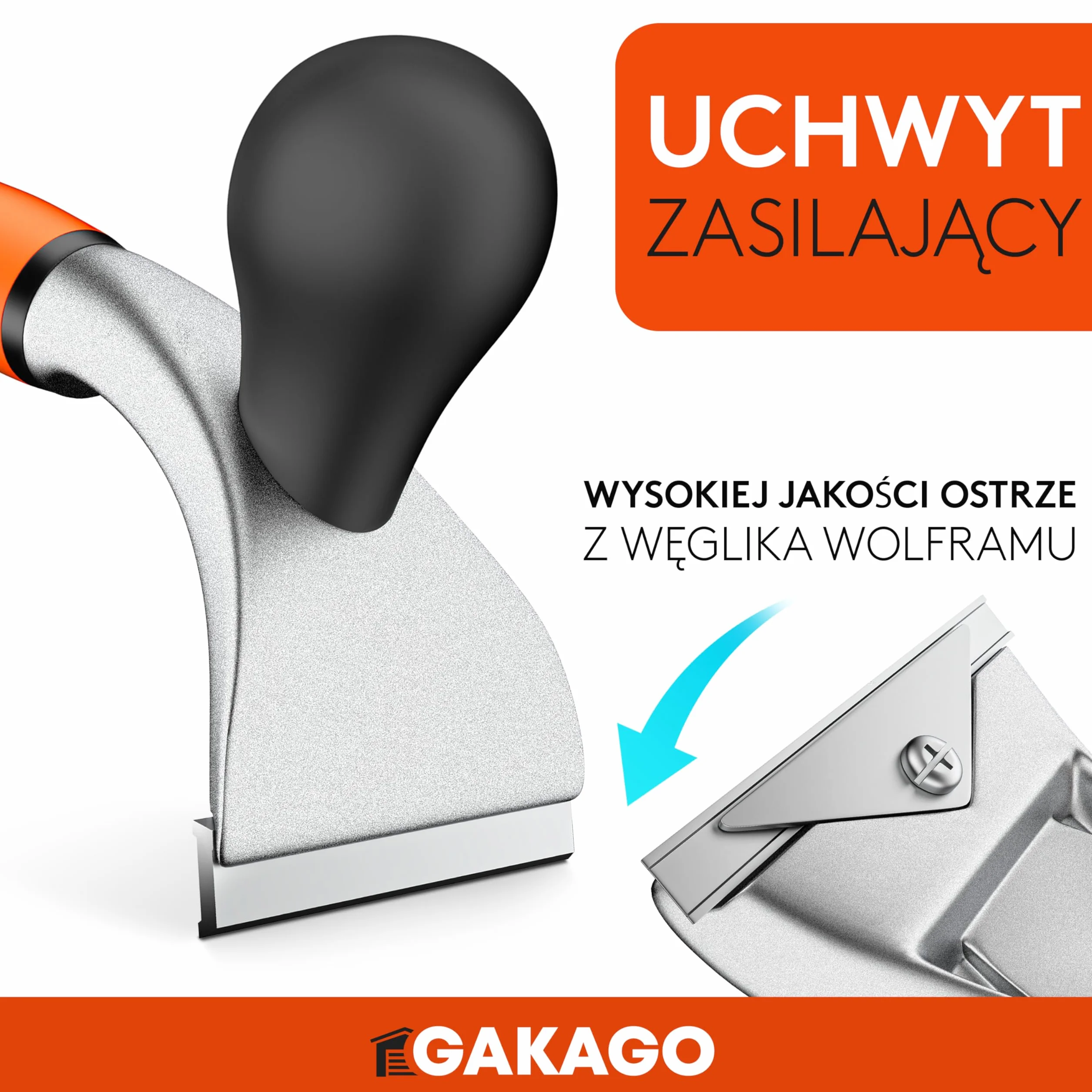 Gakago Skrobak - Wysokiej jakości 65mm ostrze skrobaka wykonane z trwałego węglika wolframu - Ergonomiczny i antypoślizgowy uniwersalny skrobak do drewna, metalu, betonu lub kamienia