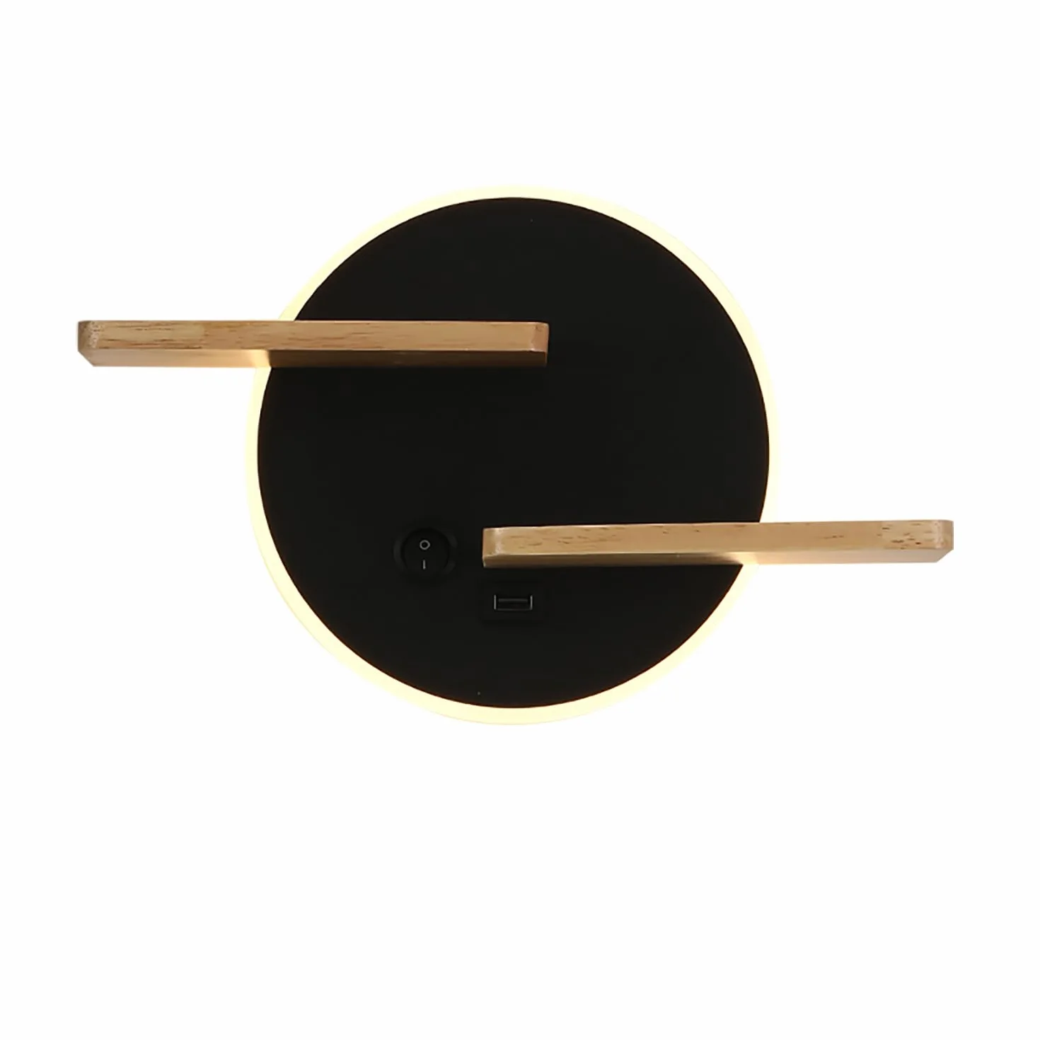 Kinkiety wewnętrzne LED z włącznikiem i przyłączem USB do ładowania, lampka nocna, 3 kolory, regulowana lampka do czytania dla dzieci, z drewnianym regałem, oświetlenie ścienne do salonu, sypialni