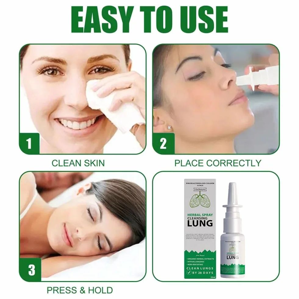 Herbal Cleanser Spray do płuc, szybko działający środek do czyszczenia płuc i detoksykacji, wirusowe płuca i drogi oddechowe dla palaczy, przezroczyste przekrwienie nosa, 20 ml