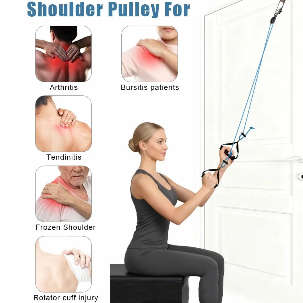flintronic Schultertrainer Pulley, Schlingentrainer do ćwiczeń mobilności ramion z uchwytami i mocowaniem Niebieski