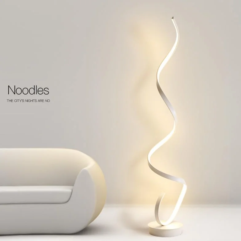 Lampa podłogowa spiralna, lampka do czytania LED z pilotem i przełącznikiem nożnym, bezstopniowa regulacja koloru i jasności do oświetlenia narożnikowego w sypialni, salonie, gabin