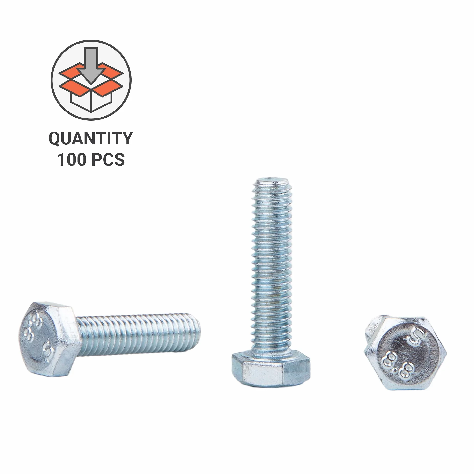 (100 sztuk) DIN 933 śruby sześciokątne ze stali ocynkowanej M6 x 25 mm 8,8 klasy, śruby sześciokątne, w pełni gwintowane, łba sześciokątna, śruba do kranu (100, M6 x 25 mm)