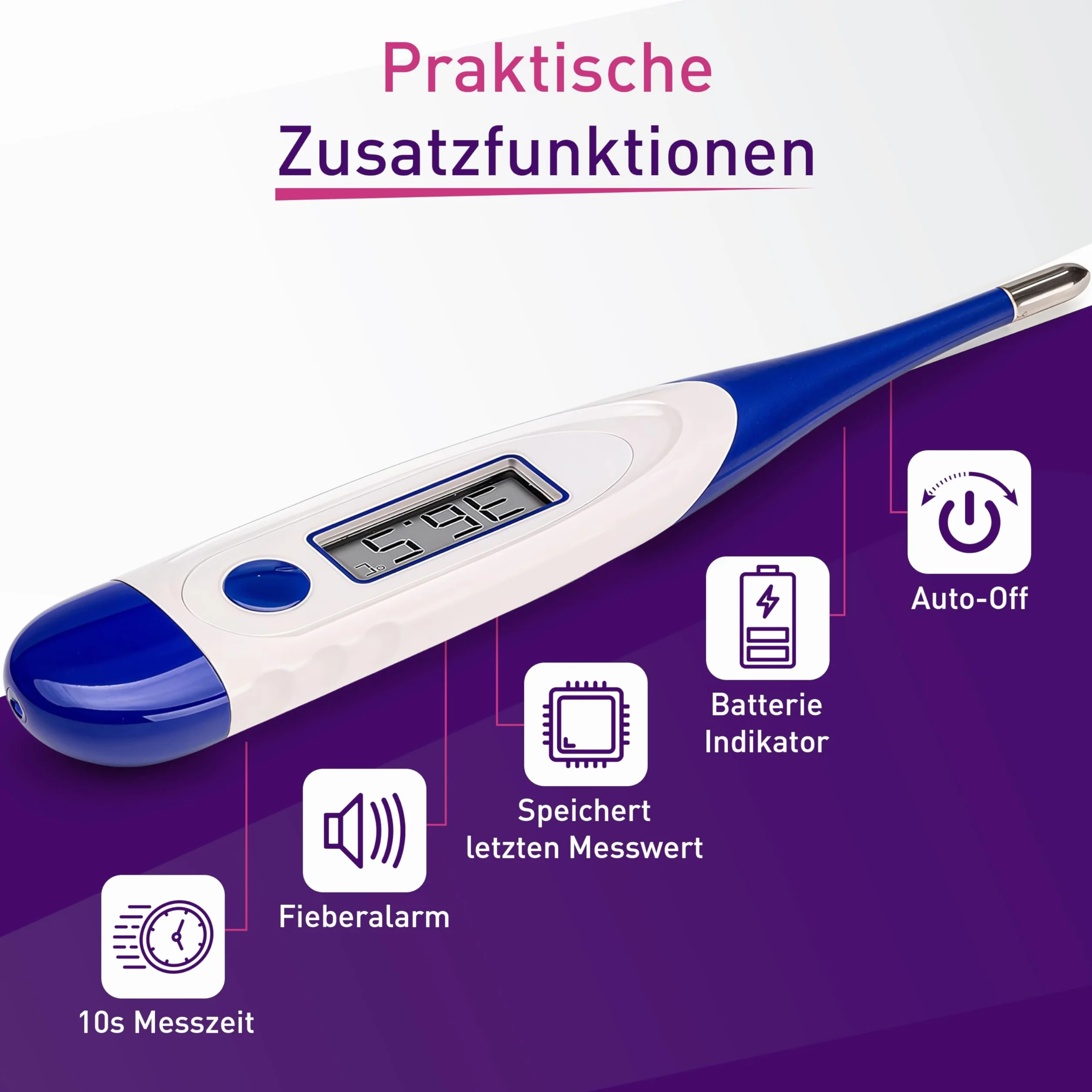 Scala SC 1501 Azur Flex Speed 10 sek. Termometr cyfrowy, gorączka ciała, dzieci i dorosłych, pomiar doustny nicy pachowej