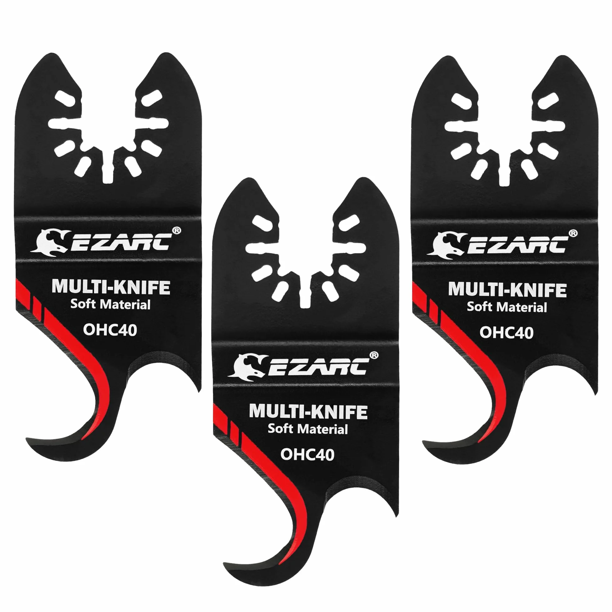 EZARC Multitool ostrza do narzędzi wielofunkcyjnych Multi-Messer ostrza haczykowate 3 szt. do cięcia miękkich materiałów, gontów dachowych, dywanów PVC i tektury