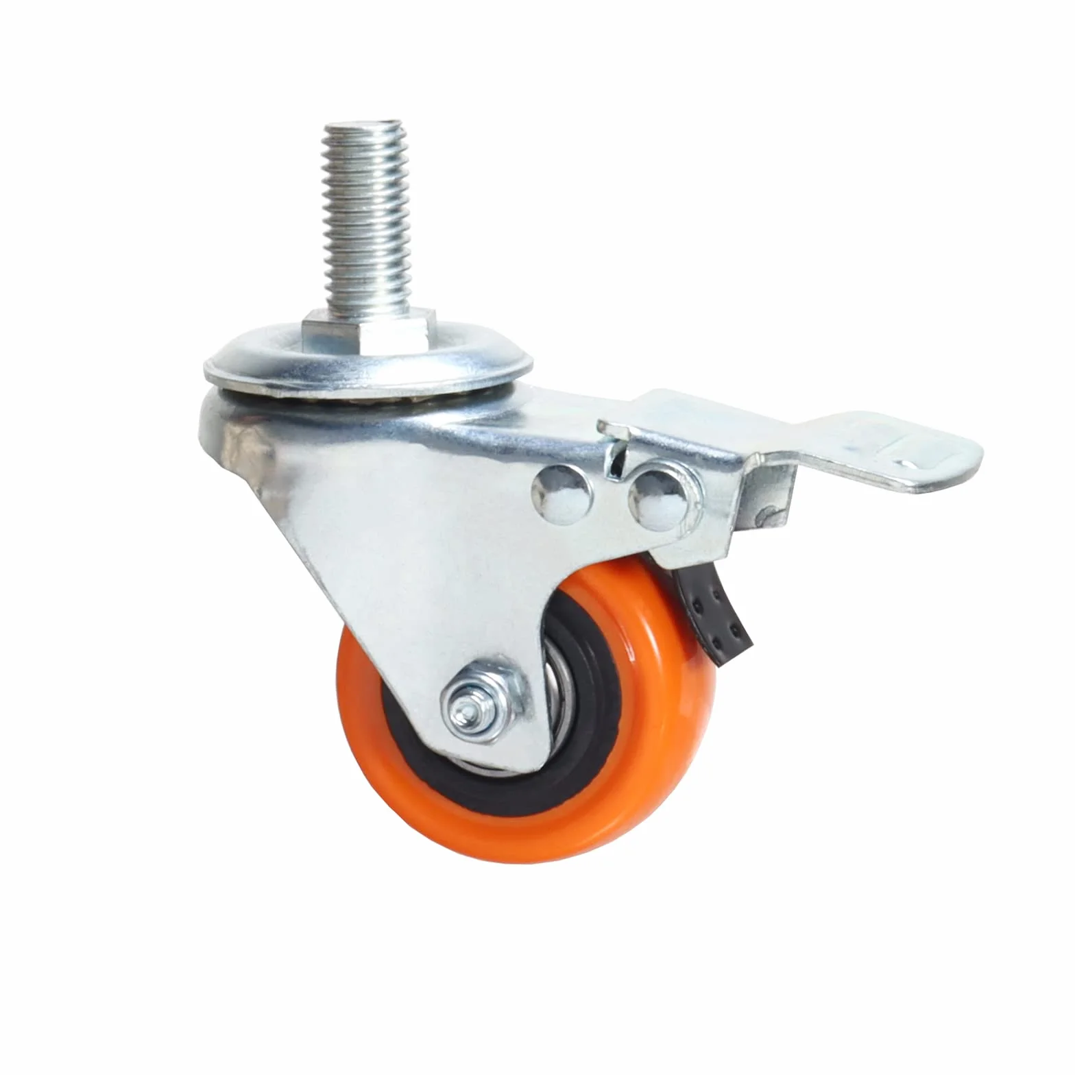 Wytrzymałe, obrotowe koła, 3-calowe żółte kółka z trzpieniem metrycznym M12-1,75x25 mm, podwójne hamulce, kółka bezpieczne do 1200 funtów/zestaw do przemysłu i mebli, zestaw 4 szt.