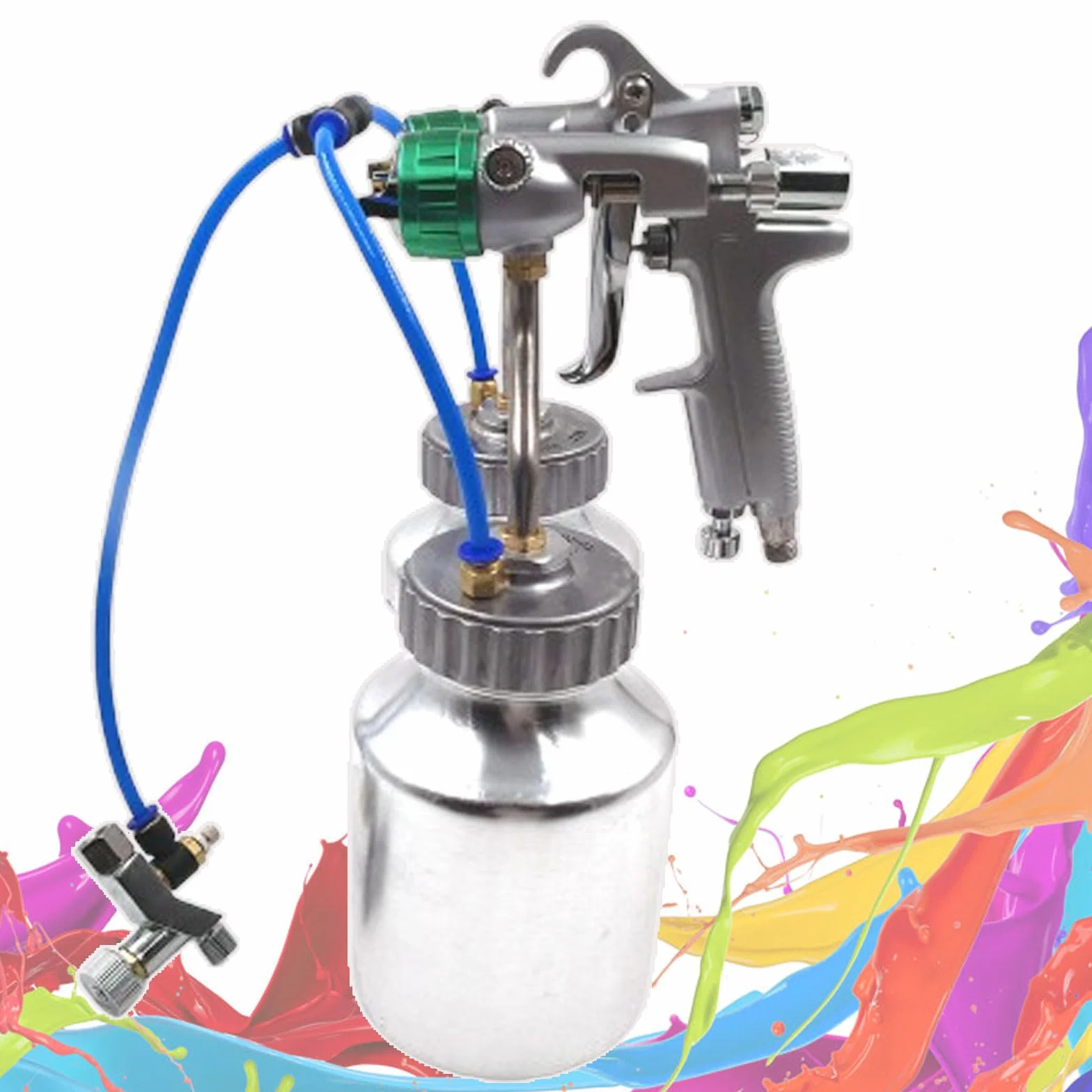 Pistolet natryskowy z podwójnym ciśnieniem, 1.3MM Nano Chrome z podwójną dyszą, zużycie powietrza 8-12 cfm, pojemność zbiornika 1000 ml, pistolet natryskowy o wysokim ciśnieniu (B)