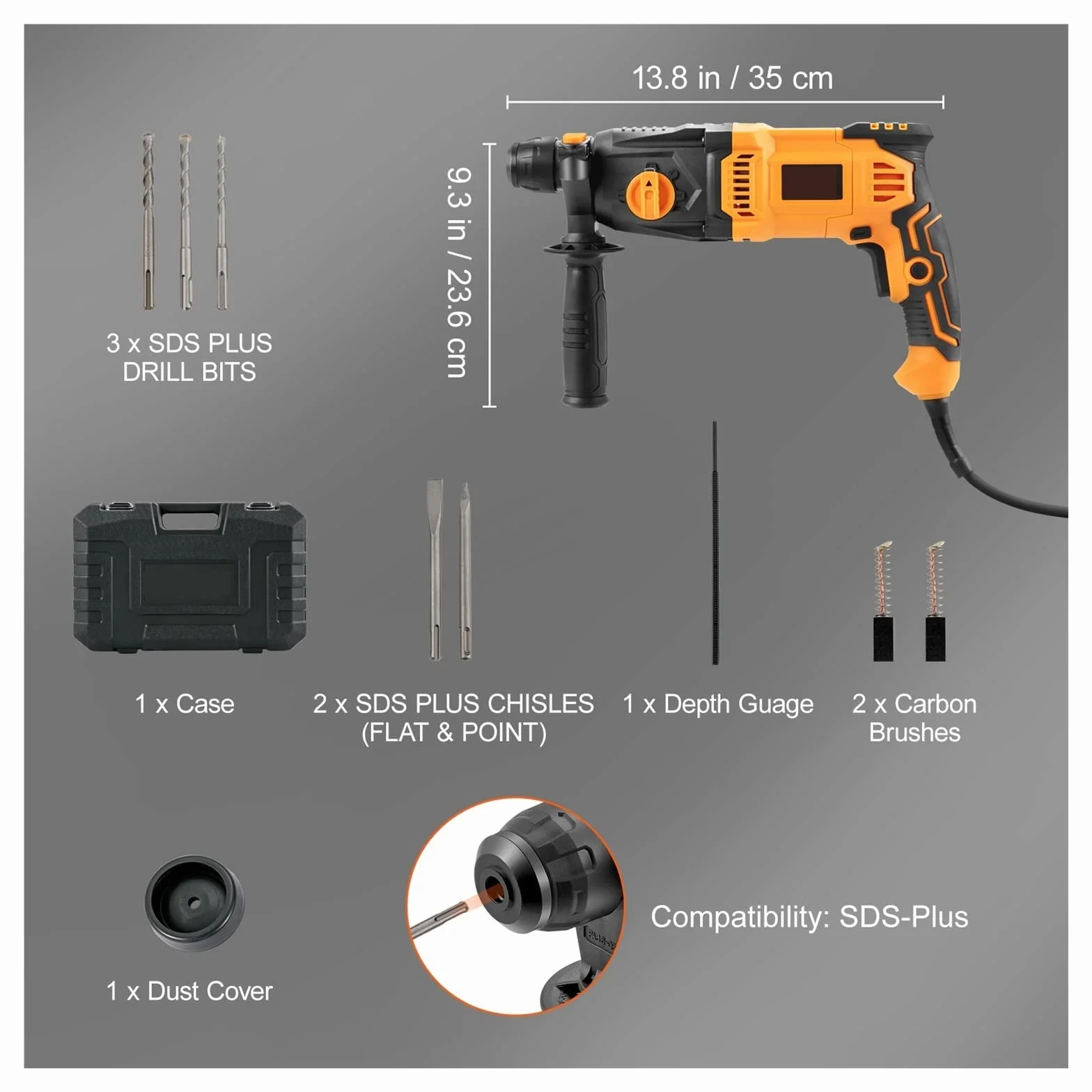 Wiertarka udarowa 800W Max wiercenie 26mm 4 tryby SDS-Plus elektryczny przewodowy rozbiórka rozdrabnianie kruszarka do betonu młot pneumatyczny