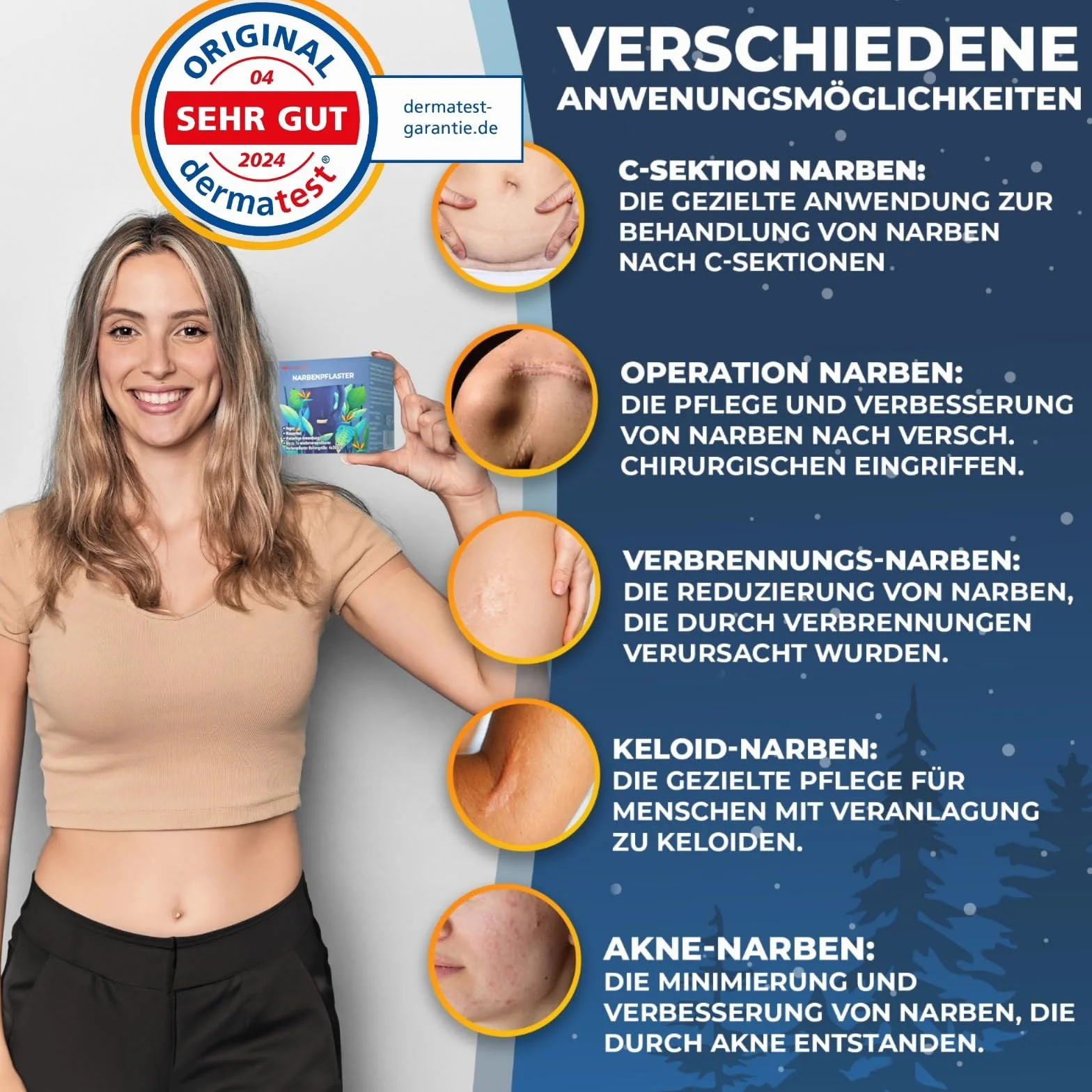 Plaster na blizny premium – silikonowy plaster na blizny, 4 x 300 cm, do pielęgnacji blizn w sekcji C, operacji, oparzeń, keloidów, trądziku, bez leków