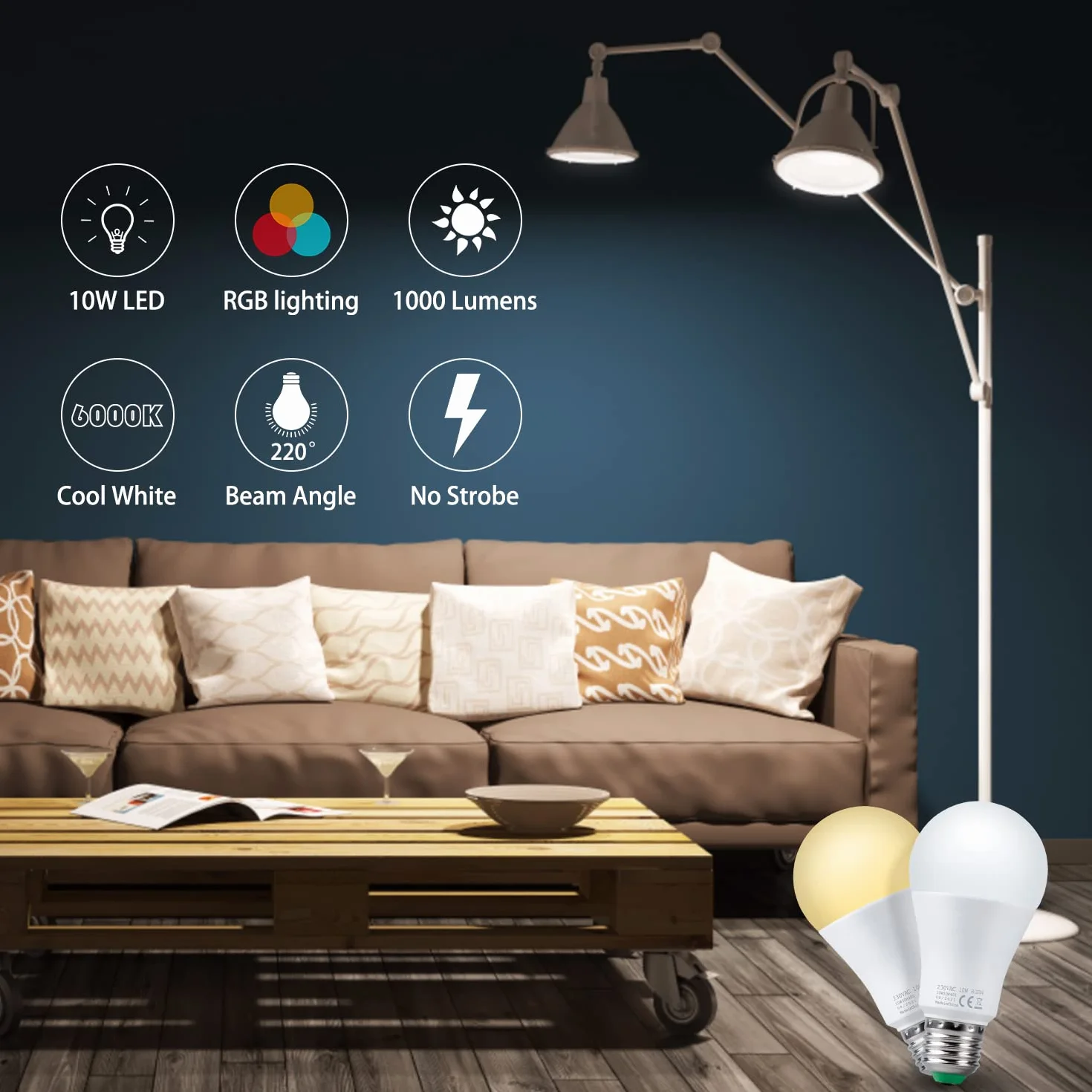 REYLAX Kolorowe żarówki LED RGBW Żarówka E27 10 W, ściemniane żarówki Edison Dual Memory 12 kolorów żarówek LED, bezprzewodowy pilot zdalnego sterowania w zestawie, do domu baru KTV Party