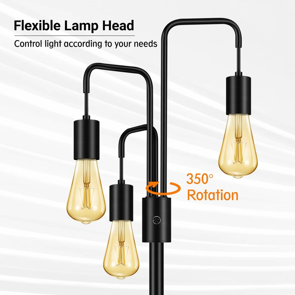 BoostArea Przemysłowa lampa podłogowa do salonu, nowoczesna lampa podłogowa z 3 lampami, żarówki nie są dołączone, prosta konstrukcja lampy podłogowe do sypialni, salonu, biura, sypialni
