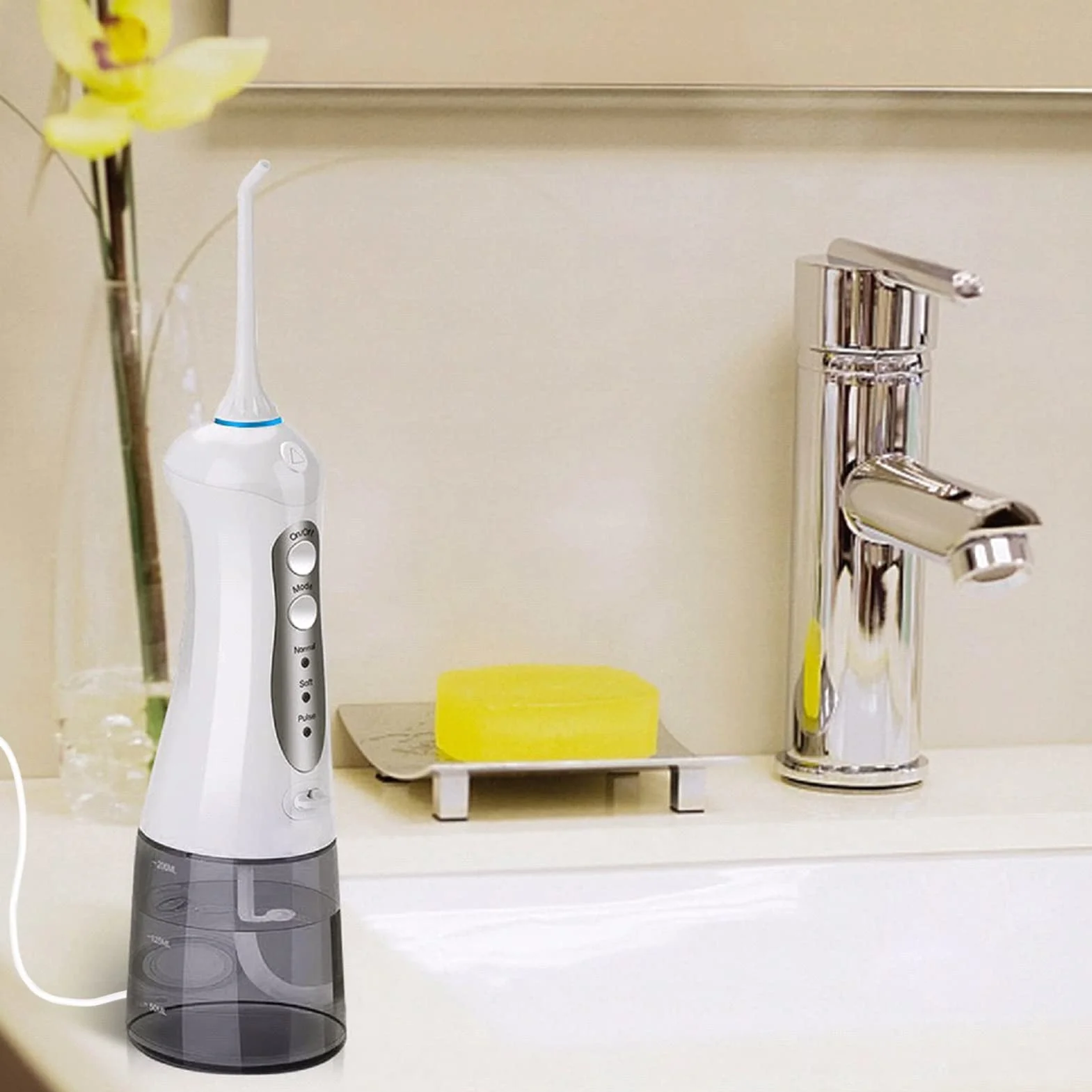 WasserFlosser ładowarka zamiennik do Hangsun, Nicwell, Nicefeel irygator jamy ustnej, kabel do ładowania USB (biały)