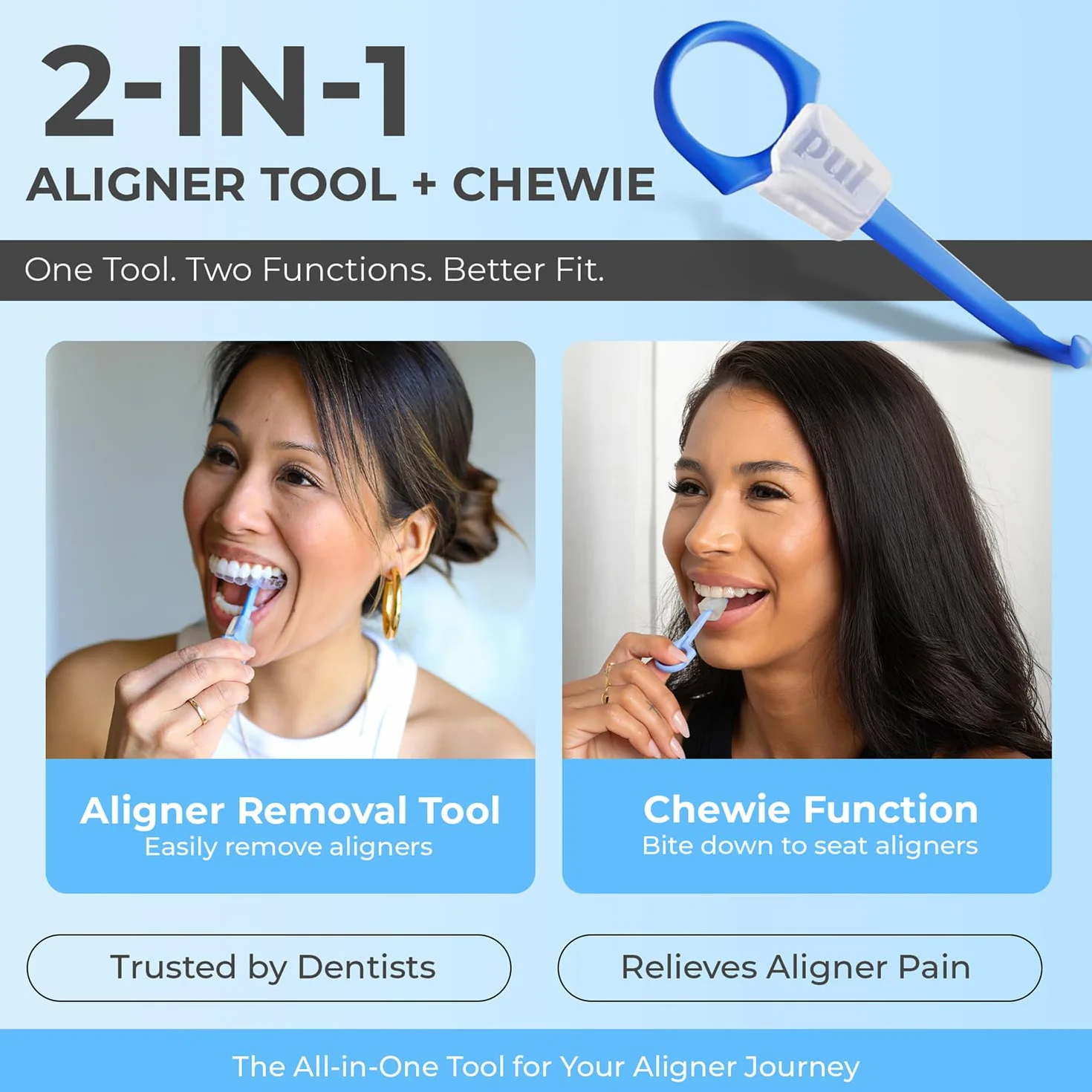 PUL System Wyrównywania Chewies and Remover Tool Combo dla Invisalign and Aligners (3 sztuki, pomarańczowy)