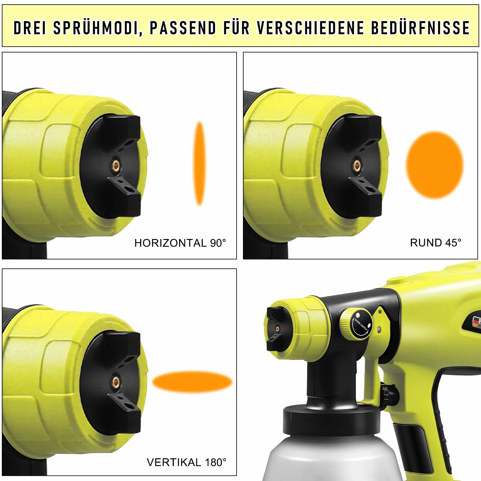 Ryobi 18 V Akumulatorowy Pistolet Natryskowy z 4 Dysze i 3 Wzory