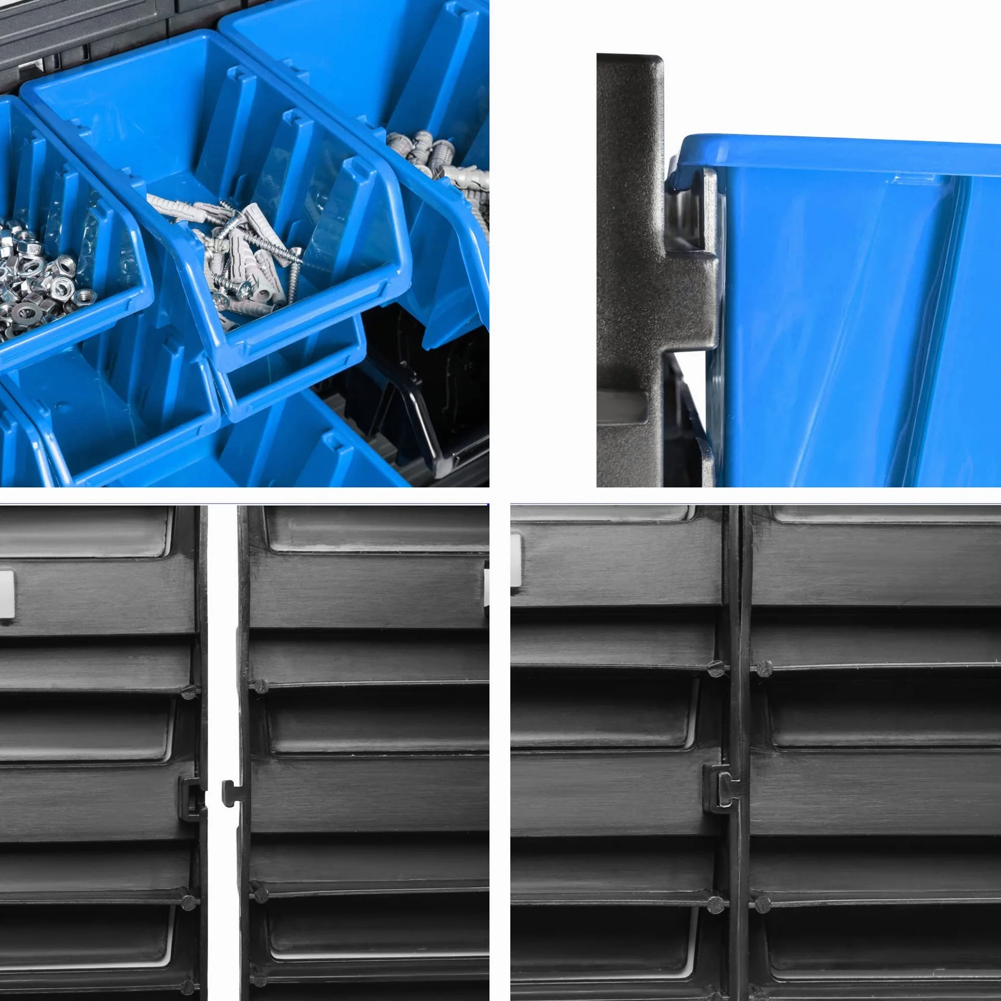System magazynowy regał ścienny 173 x 78 cm, uchwyty na narzędzia, 50 szt. Pudełka do układania regał magazynowy skrzynki magazynowe, bardzo mocne płyty ścienne, regał z możliwością rozszerzenia, regał warsztatowy, regał magazynowy, regał ścienny warsztat
