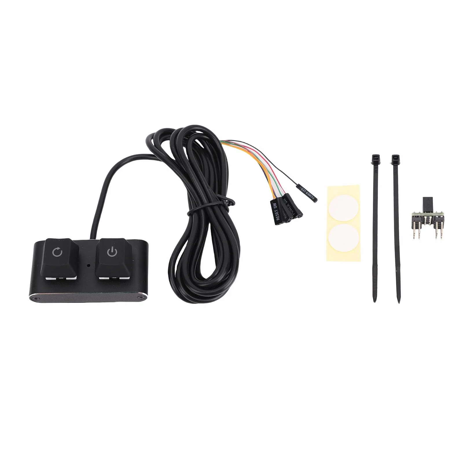 Zunate Przycisk Zasilania Komputera PC Light Mechaniczny Przełącznik RGB do Płyty Głównej Komputera Stacjonarnego, Kabel 2 M ON Off Reset SW HDD LED, Idealny do Użytku Domowego i Niestandardowych