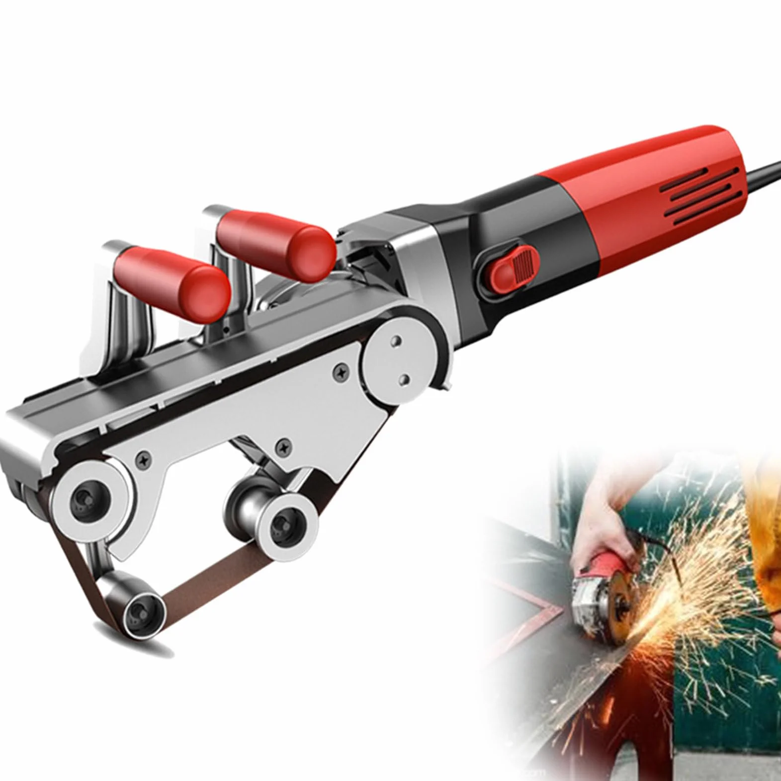 Polerka do rur Szlifierka, Szlifierka Polerka Szlifierka 1100 W, Profesjonalna szlifierka taśmowa Szlifierka 6 regulowanych prędkości (4Roller)