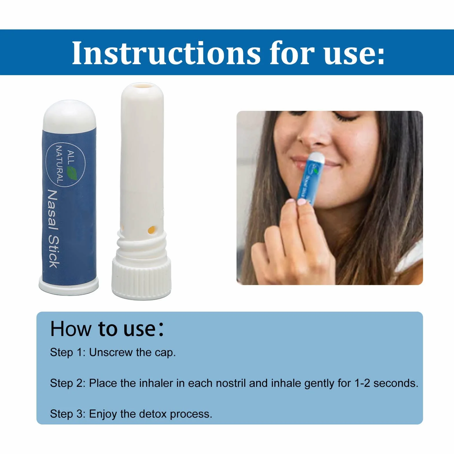 Nose Stick 2 Pack 1G Inhalatory do Nosa Odświeżanie Łagodzi Przekrwienie Wyszczuplanie Ciała Ziołowy Inhalator do Nosa Pomaga usunąć Przekrwienie Zwiększa ostrość Biały
