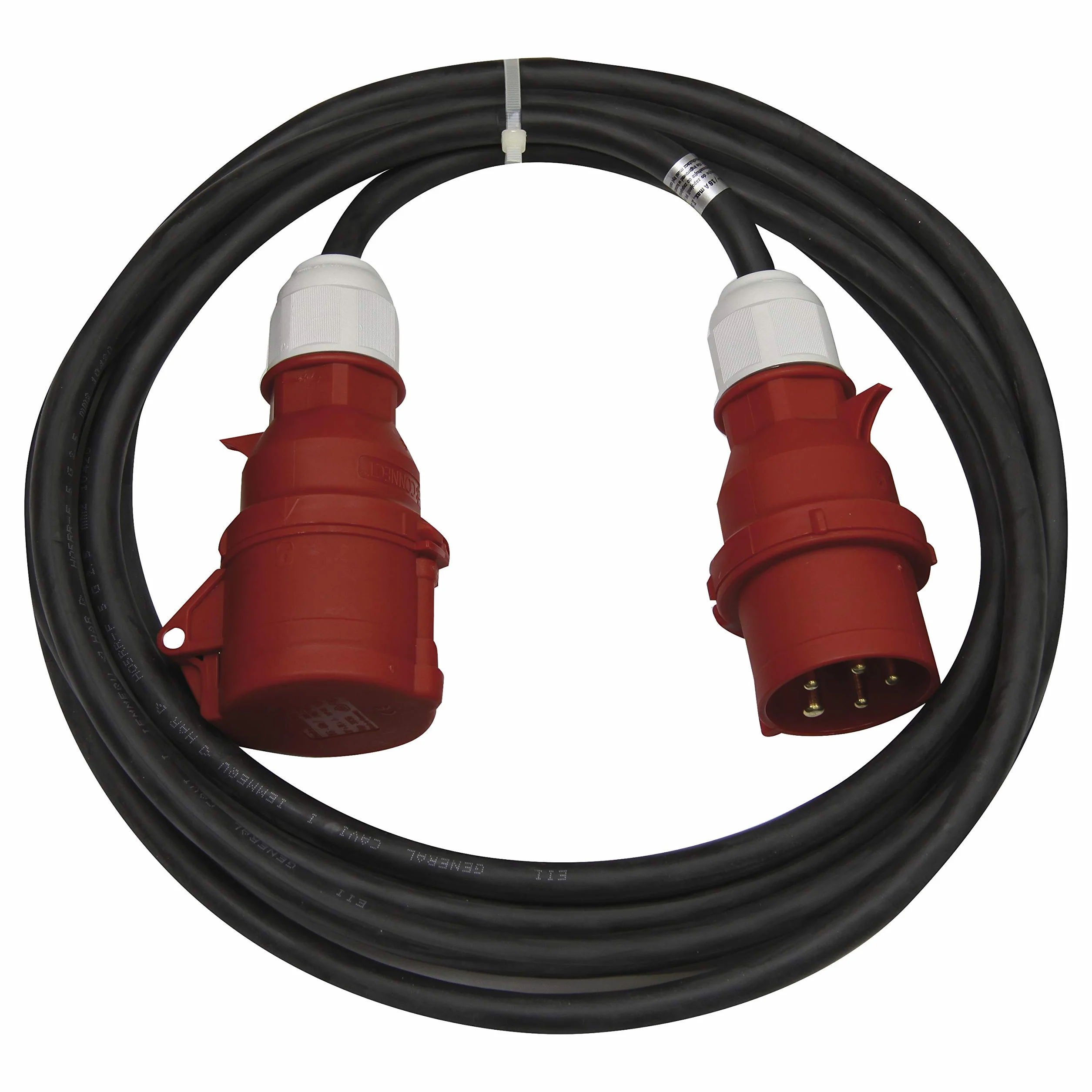 Kabel przedłużający CEE 5-biegunowy wtyk / 10 m / 5x 16 A / 400 V / 3-fazowy / 2,5 mm / IP44 / czarny