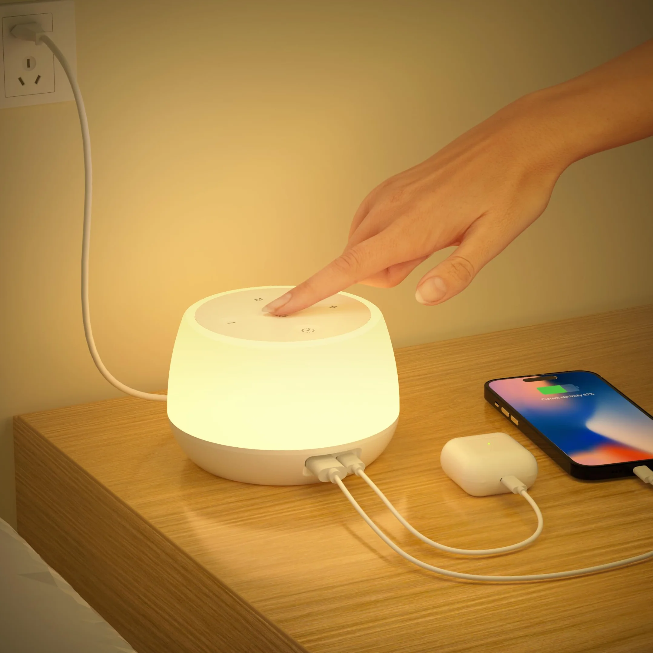 Lampka nocna LED z funkcją ładowania USB-C 20 W Fast Charger, dotykowa, ściemniana, trybem zmiany kolorów RGB i timerem, lampka stołowa z funkcją ładowania do pokoju dziecięcego, sypialni i salonu