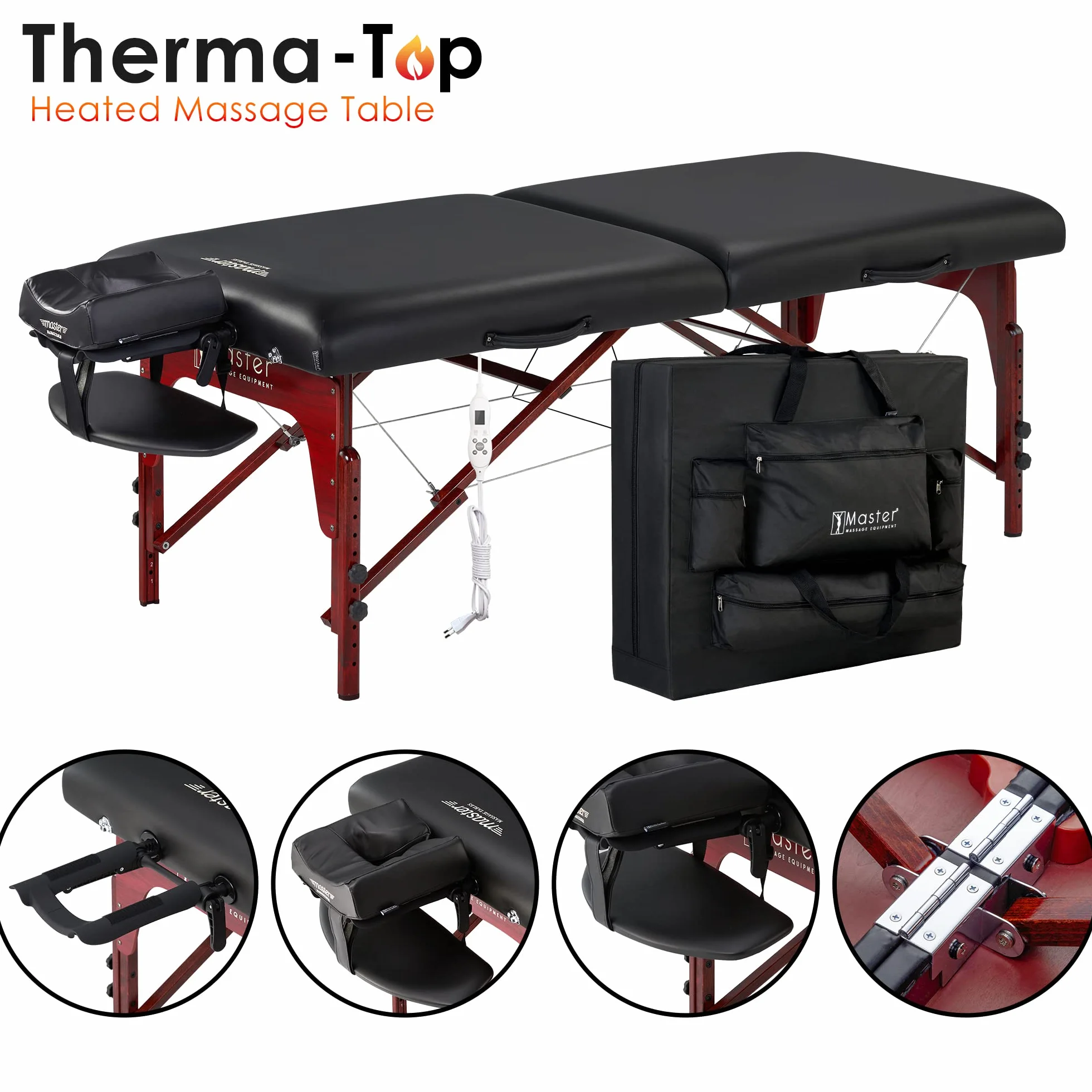 Master Massage Therma Top Mobil leżanka do masażu, podgrzewana, Reiki, składana, 71 cm, kolor czarny