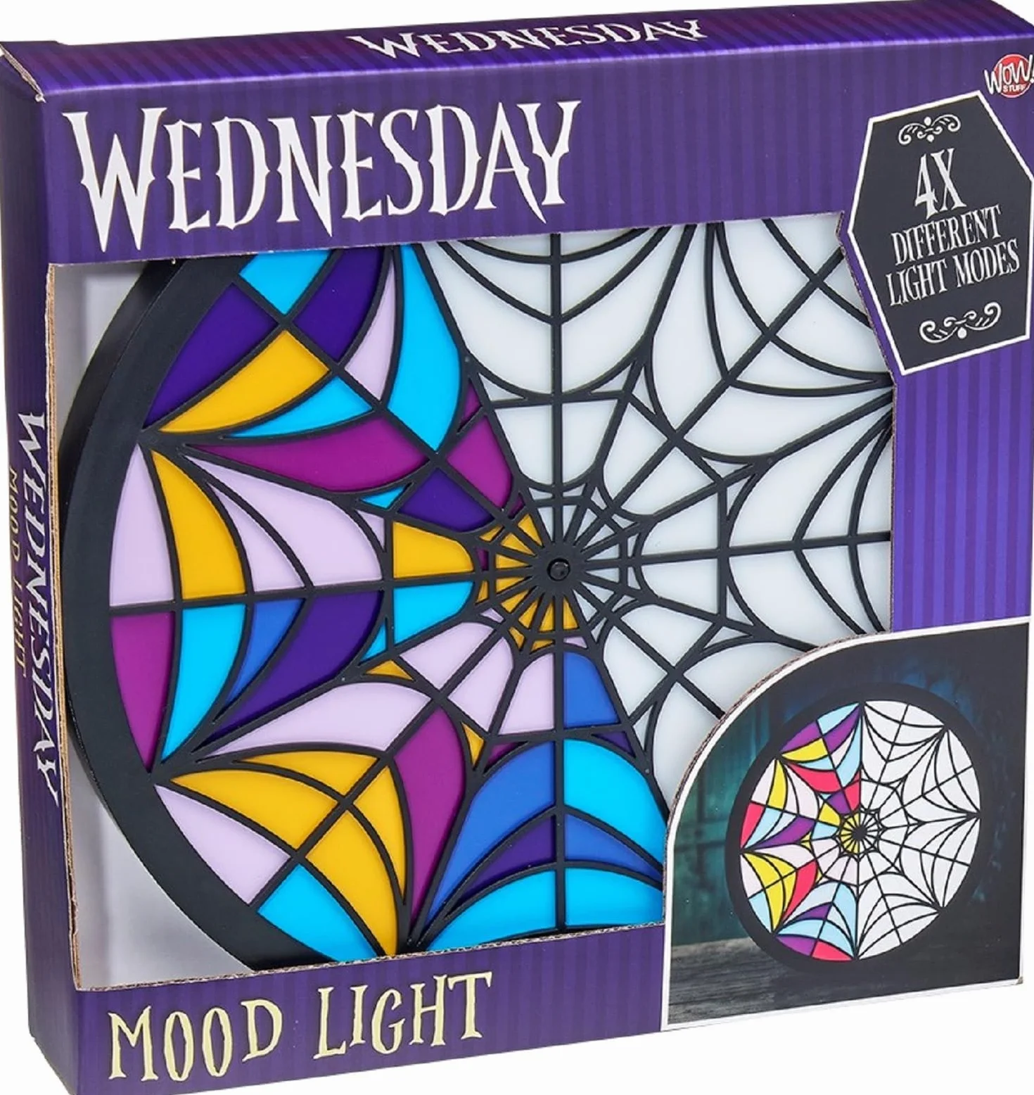 Lansay - WEDNESDAY - Lampa witrażowa - Wierna reprodukcja witrażu w środę i Enid - 4 tryby światła - światło migające - od 8 lat - zasilanie bateryjne lub USB