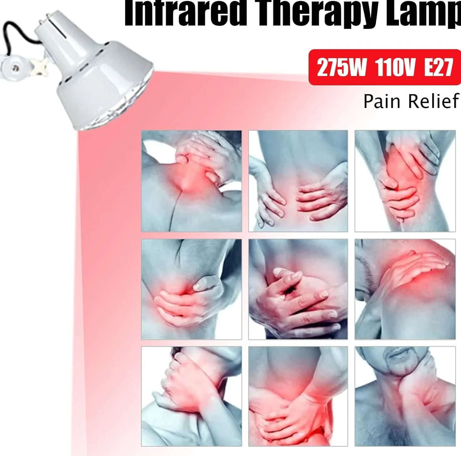 Lampa na podczerwień, 275 W, 220 V, terapia promiennikowa na podczerwień, regulowana lampa uzdrawiająca, lampa podłogowa z kółkami