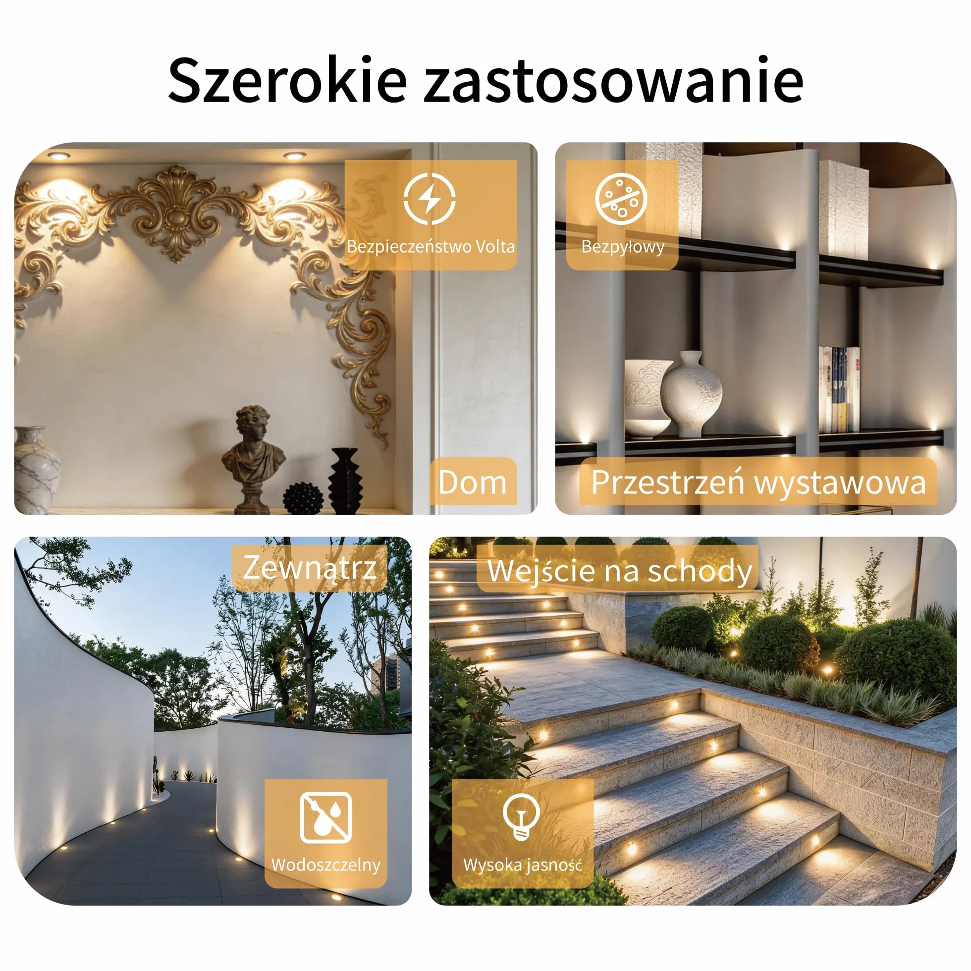 9SZT 12V 1W Mini LED Lampa Spotlight, IP65 Wodoodporna Lampa Wbudowana do Wystaw, Użycie Wewnętrzne Kuchnia Schody Szafka Korytarz Oświetlenie DIY (Biały Biały Ciepły 30°)