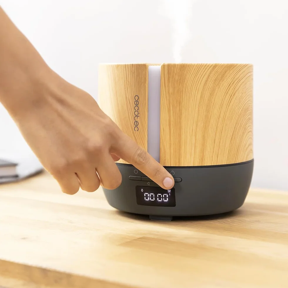 Cecotec PureAroma 550 Connected Grey Woody Dyfuzor Aroma 500 ml LED Głośnik Bluetooth Timer 12h 3 tryby 30m2
