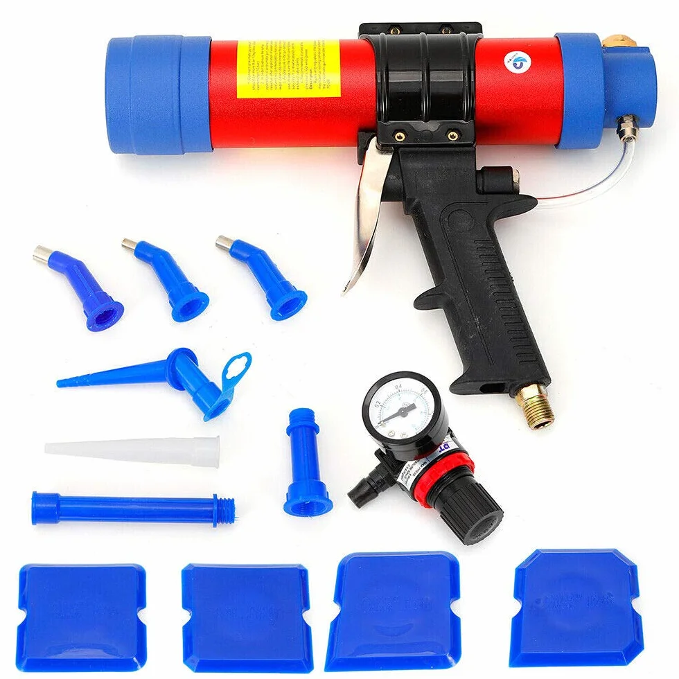 Pistolet na kartusz, 310 ml, pneumatyczny pistolet do klejenia na szkło, pistolet silikonowy, 230 x 300 mm, dozownik kartuszy do budynków i przemysłu