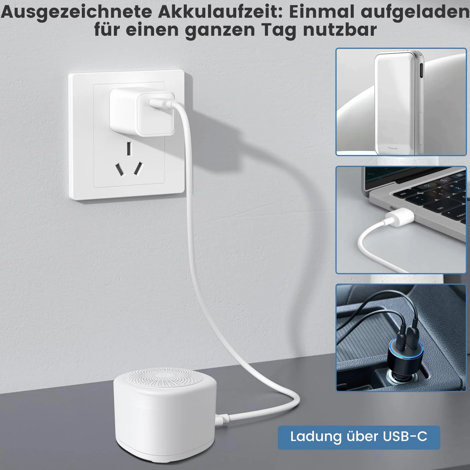 FIVAVA White Noise Machine Baby przenośna mini maszyna dźwiękowa z lampką nocną timerem biała