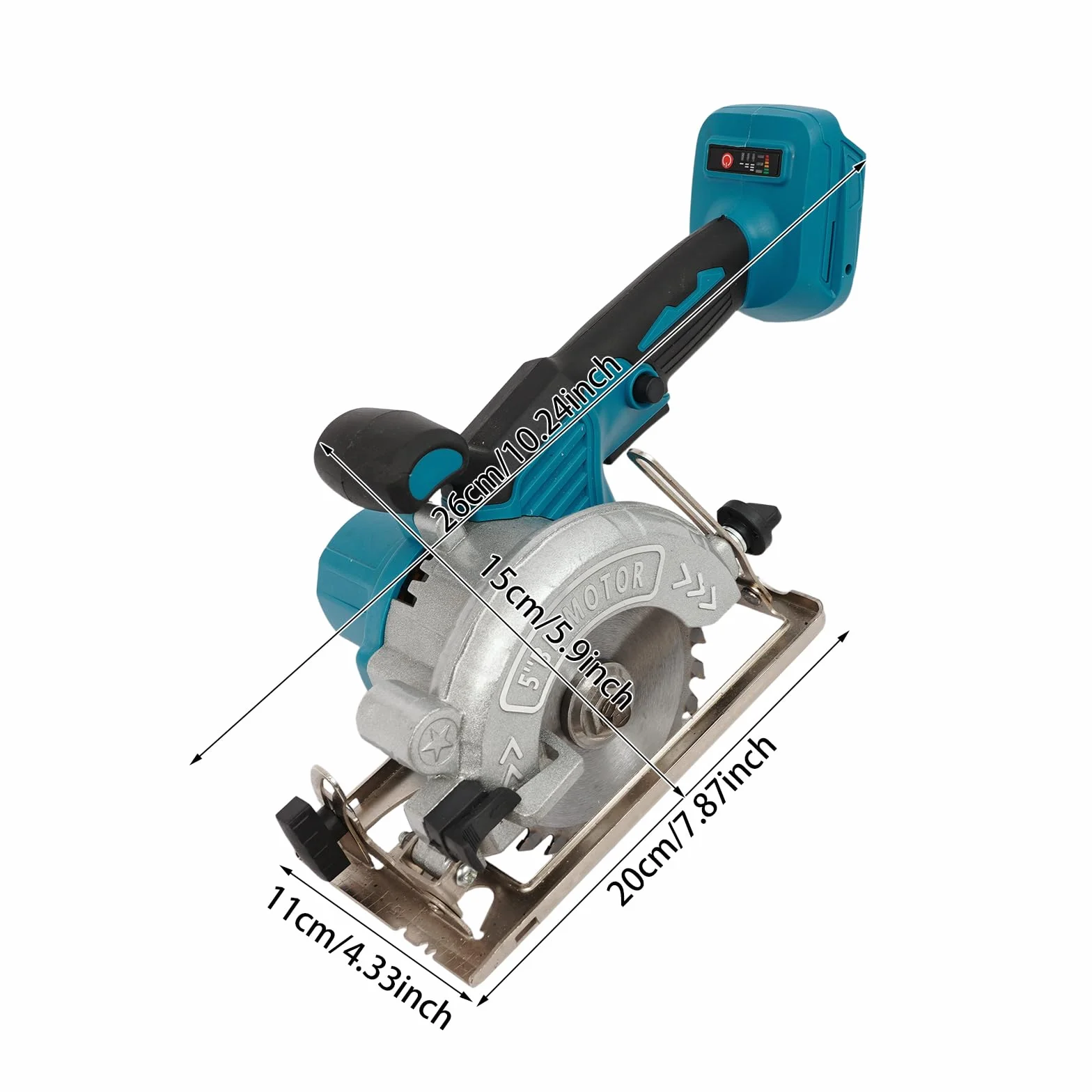 Ręczna pilarka tarczowa akumulatorowa z silnikiem bezszczotkowym 2280 W, 6200 obr./min, głębokość cięcia 0-41 mm, kąt 0-45°, zabezpieczenie mini piły tarczowej do drewna, metalu, tworzywa sztucznego