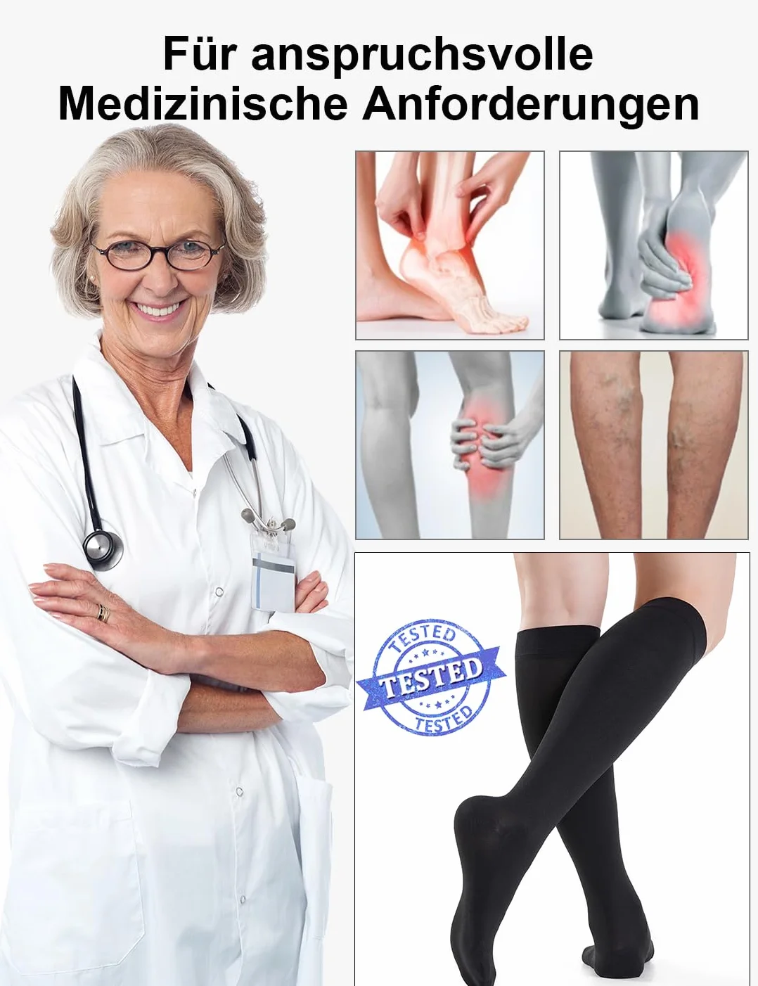 Skarpety kompresyjne 20-30 mmHg klasa 2 z zamkniętym palcem stopniowane wsparcie