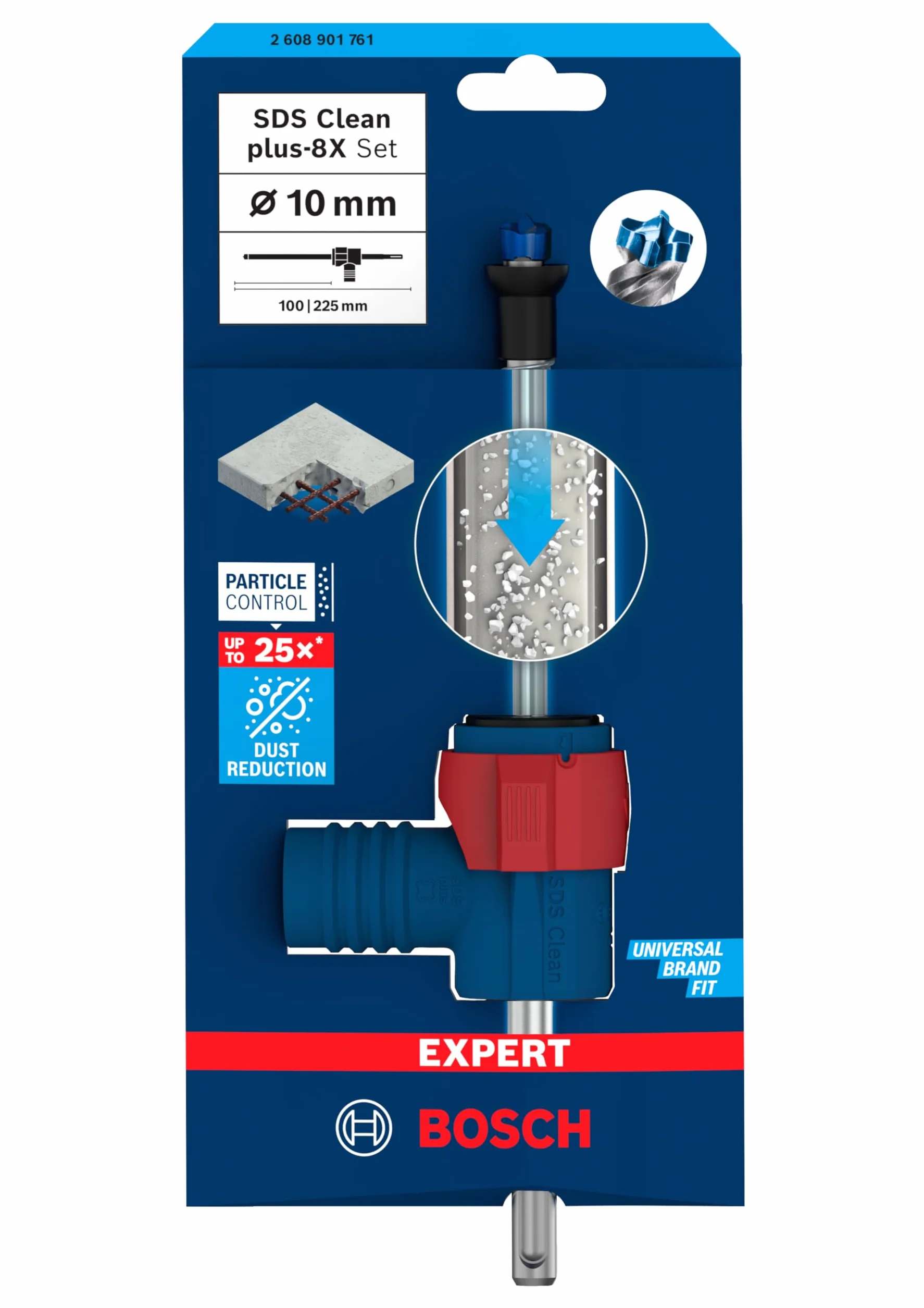 Bosch 1 x EXPERT SDS Clean plus-8X zestaw wierteł udarowych do instalacji (Ø 10,0 mm, profesjonalne akcesoria do młotowiertarki)