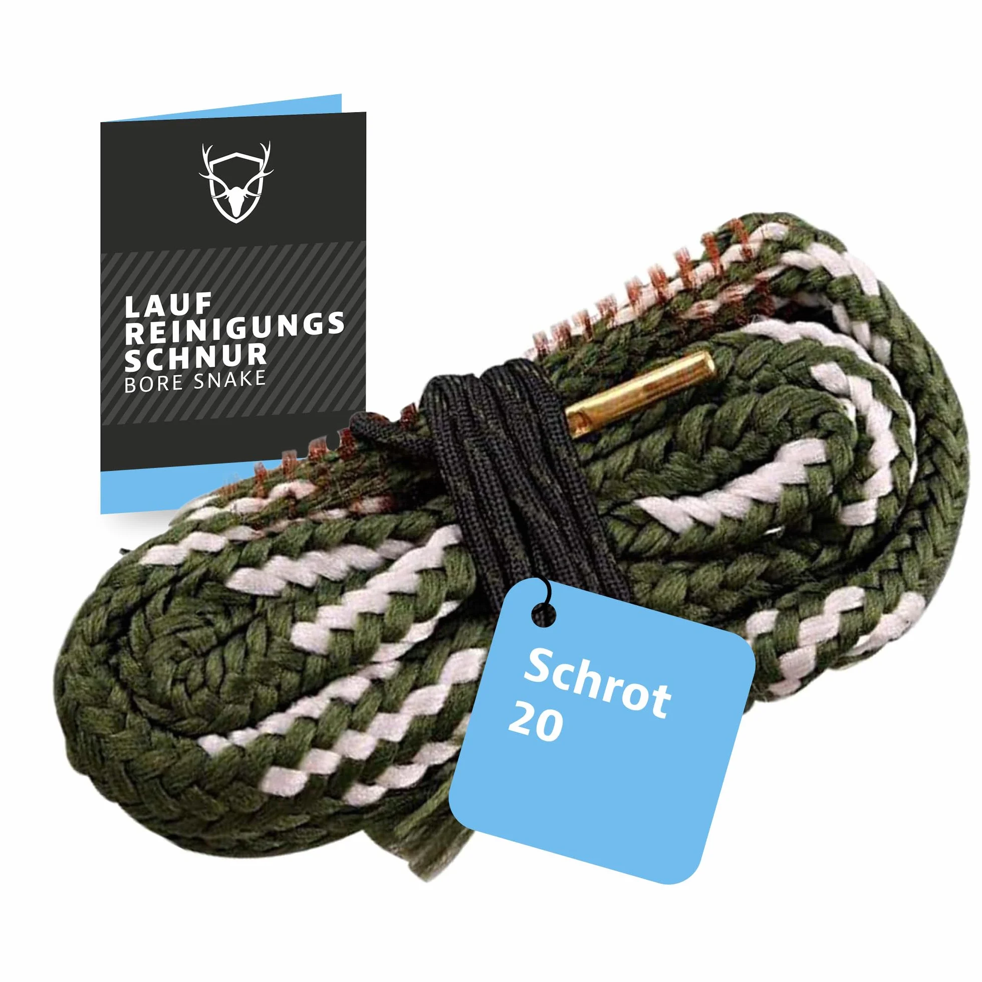 Royal Hunter Sznurek do czyszczenia lufy I Boresnake kaliber Schrot GA 20 I pielęgnacja broni i czyszczenie lufy do strzelb Premium Bore Snake ze zintegrowaną mosiężną szczotką