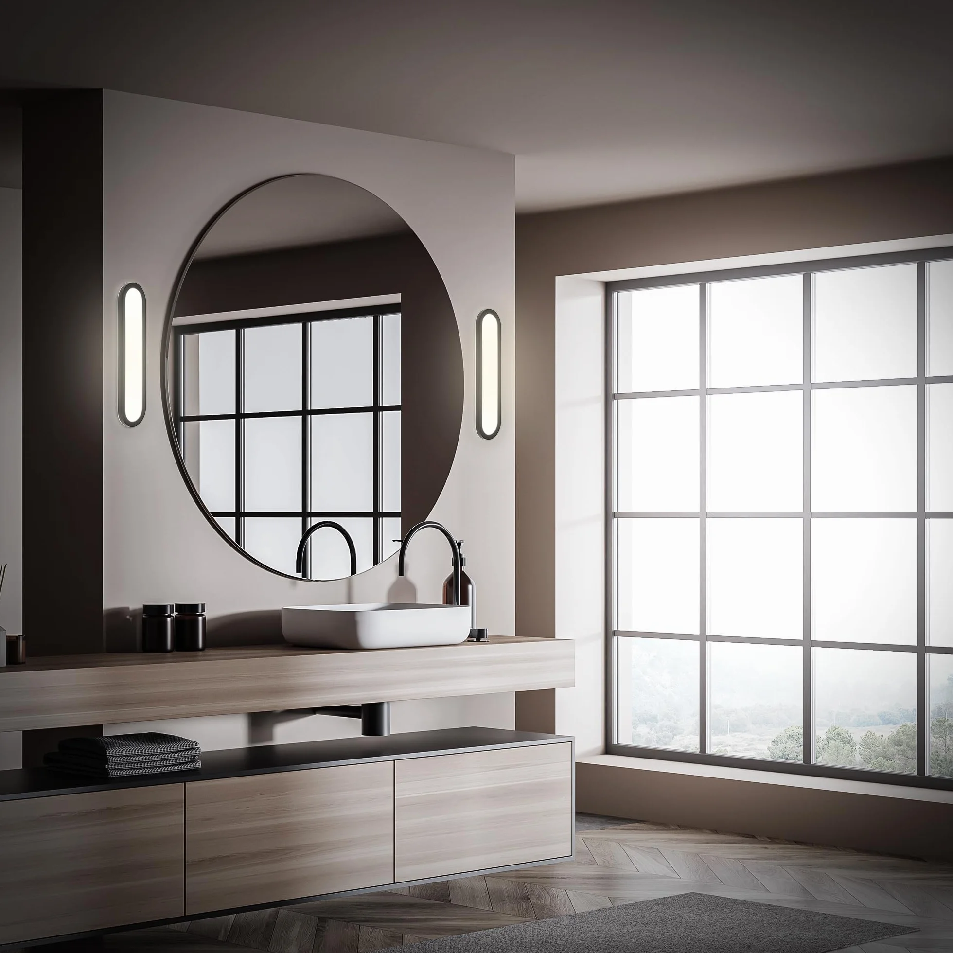 BRILONER Lustro łazienkowe LED IP44 35x9x4 cm czarny